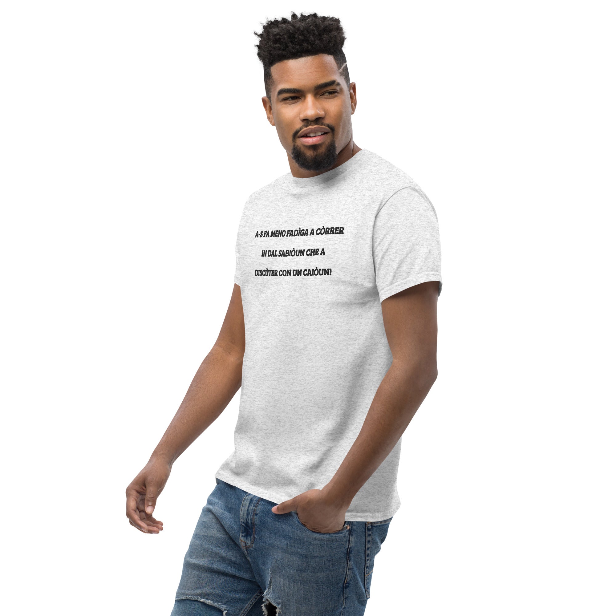 T-shirt Unisex Ricamata Discùter Con Un Caiòun!