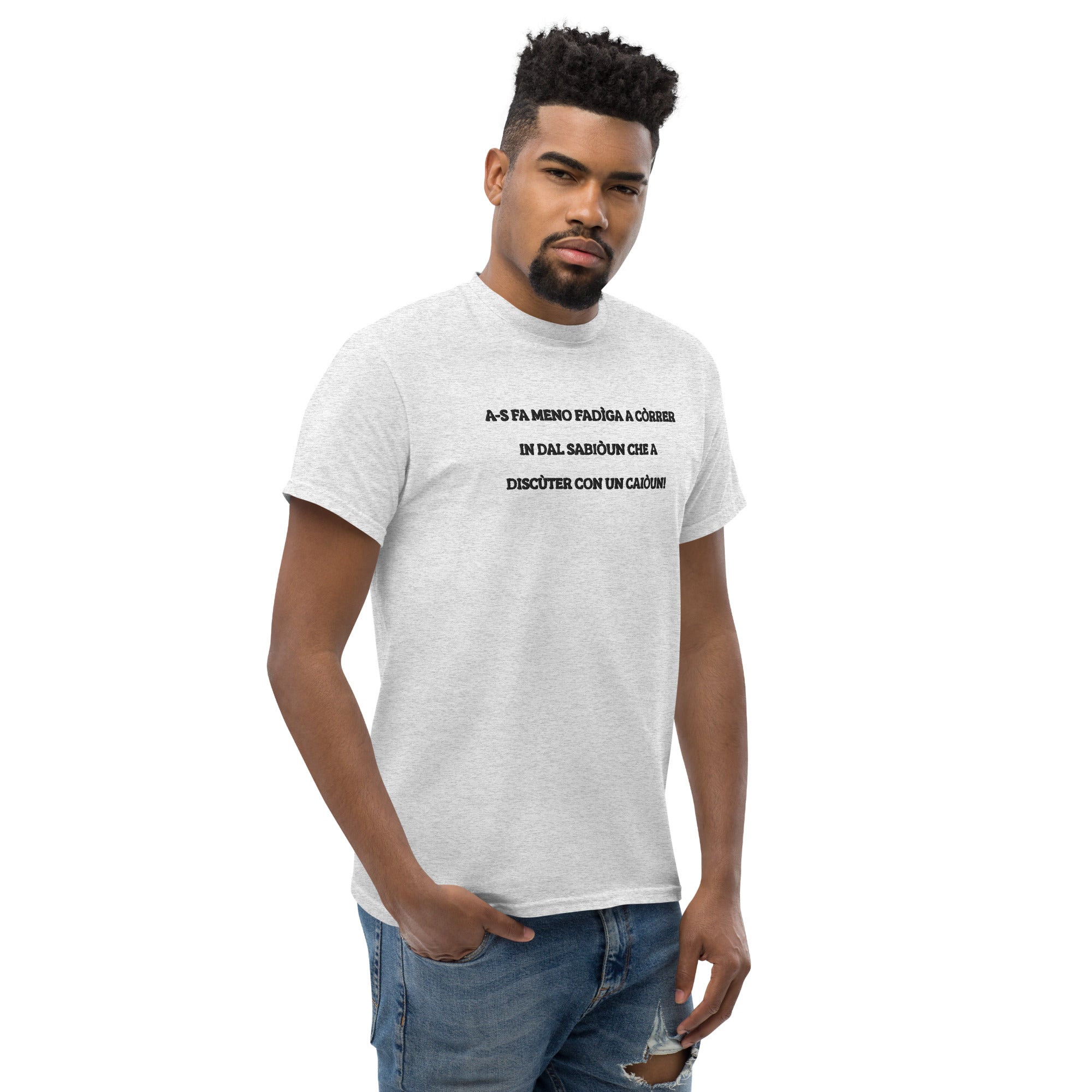 T-shirt Unisex Ricamata Discùter Con Un Caiòun!