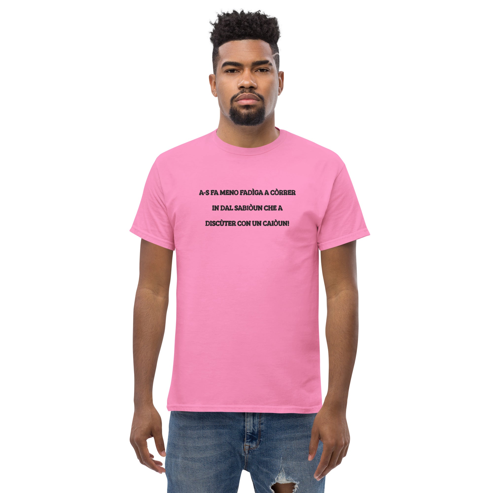 T-shirt Unisex Ricamata Discùter Con Un Caiòun!
