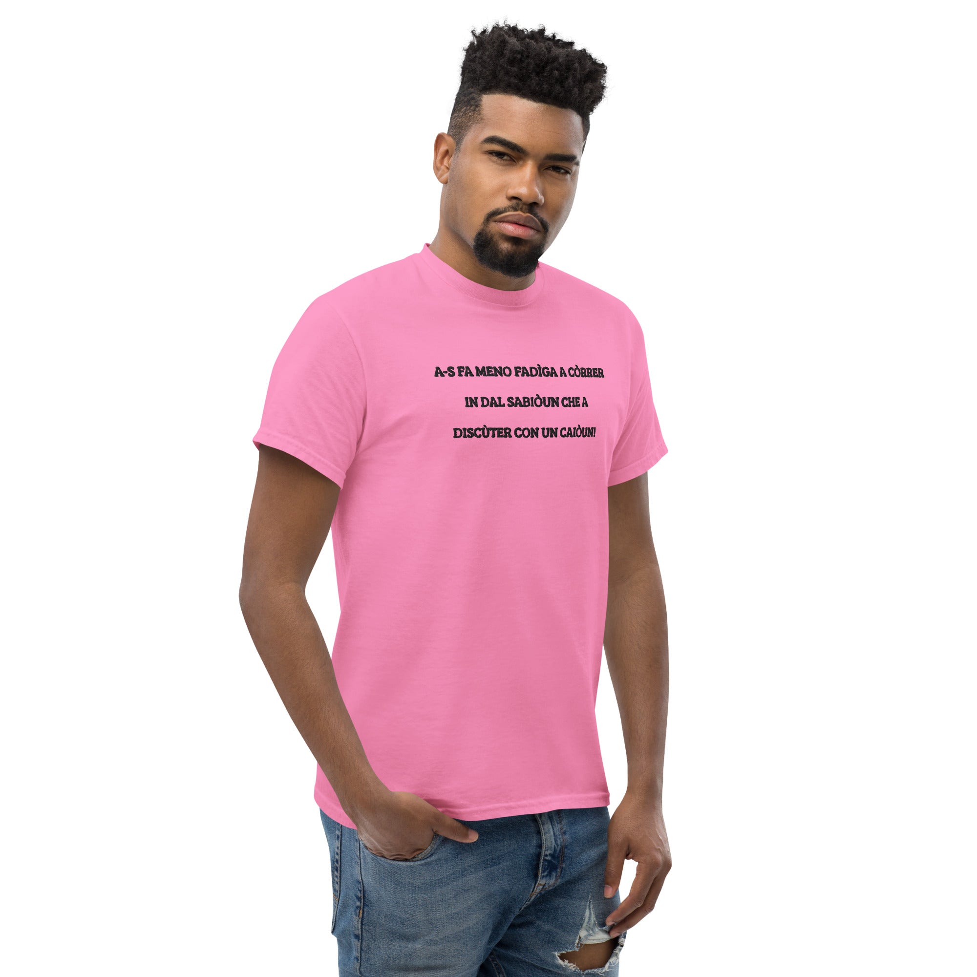 T-shirt Unisex Ricamata Discùter Con Un Caiòun!