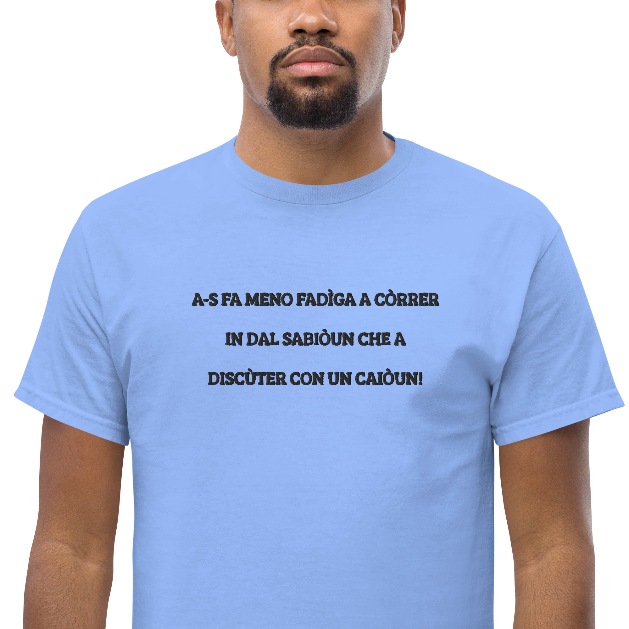 T-shirt Unisex Ricamata Discùter Con Un Caiòun!