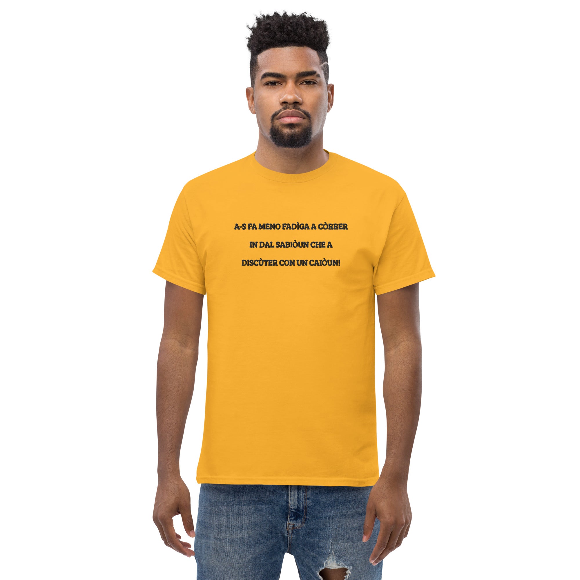 T-shirt Unisex Ricamata Discùter Con Un Caiòun!
