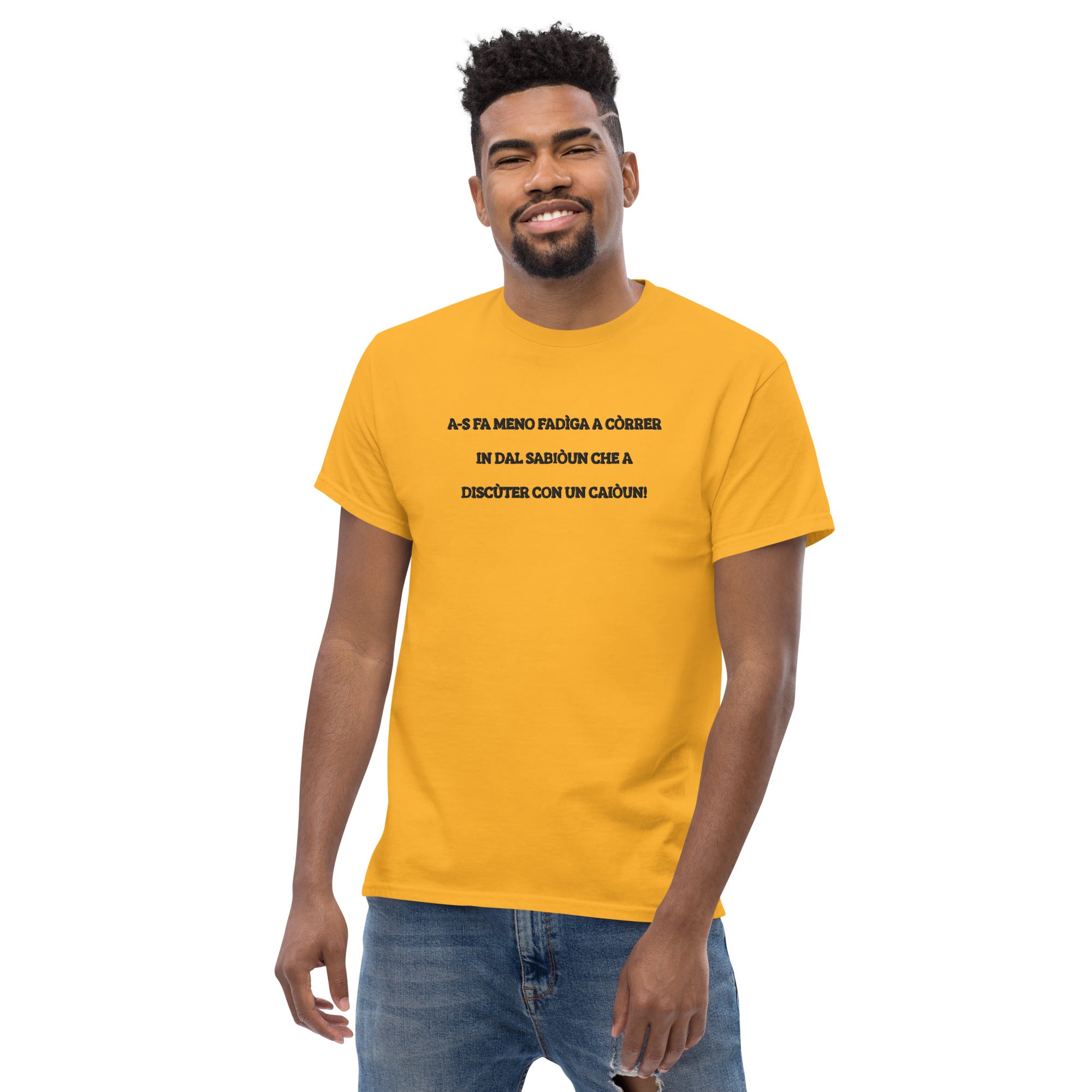 T-shirt Unisex Ricamata Discùter Con Un Caiòun!