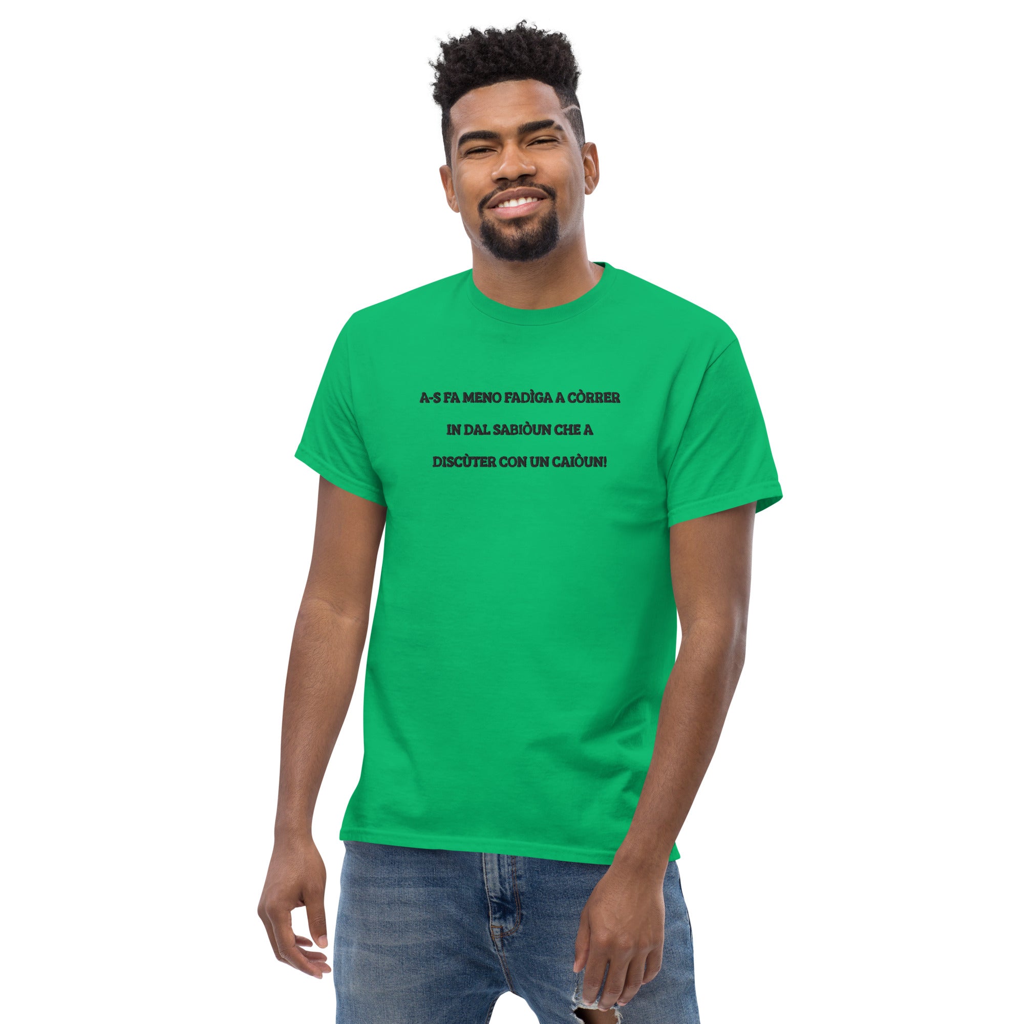 T-shirt Unisex Ricamata Discùter Con Un Caiòun!