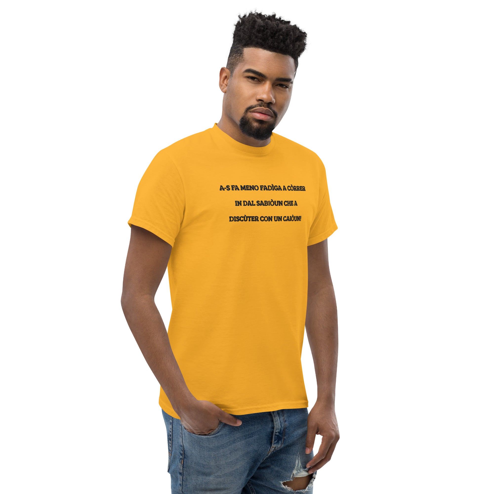 T-shirt Unisex Ricamata Discùter Con Un Caiòun!