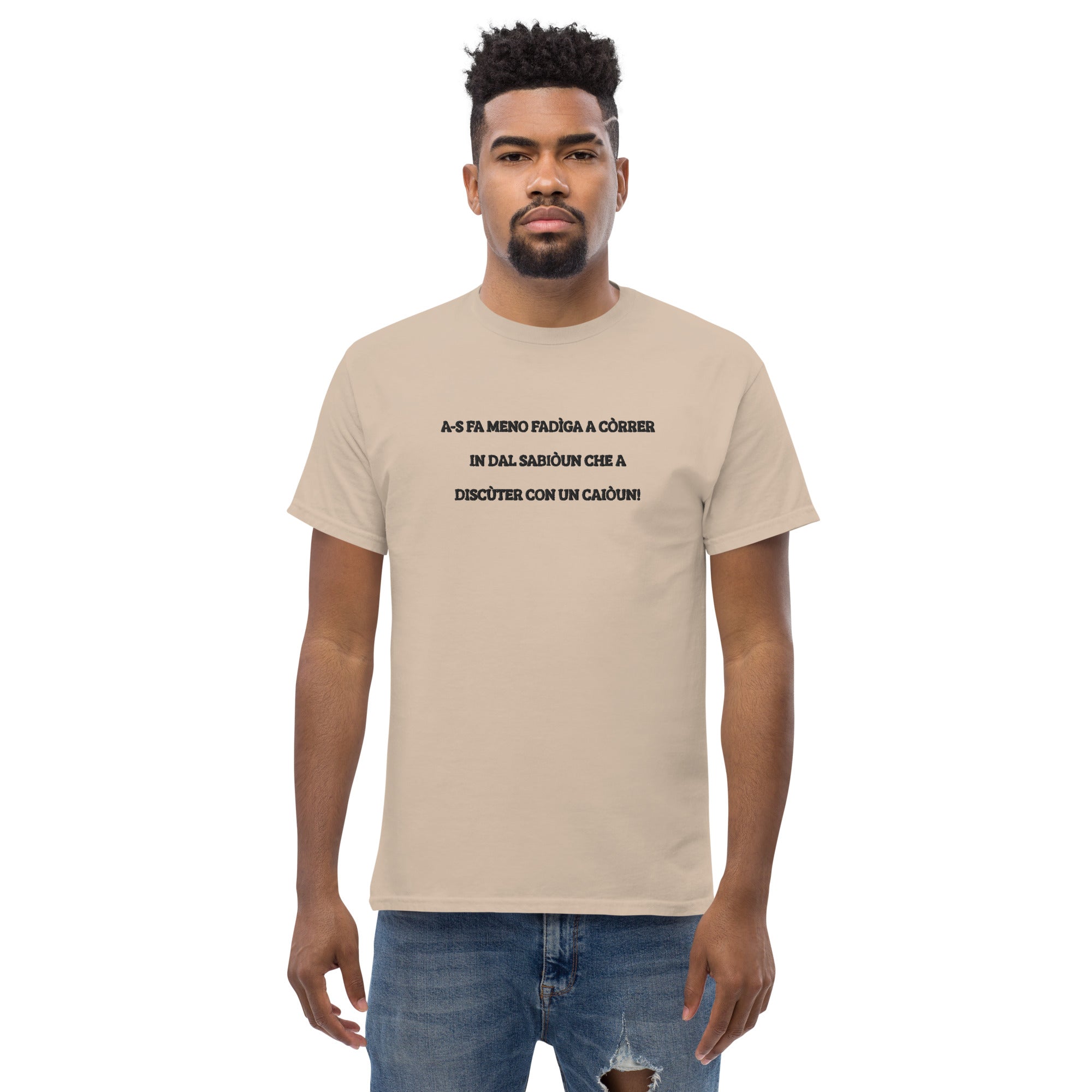 T-shirt Unisex Ricamata Discùter Con Un Caiòun!
