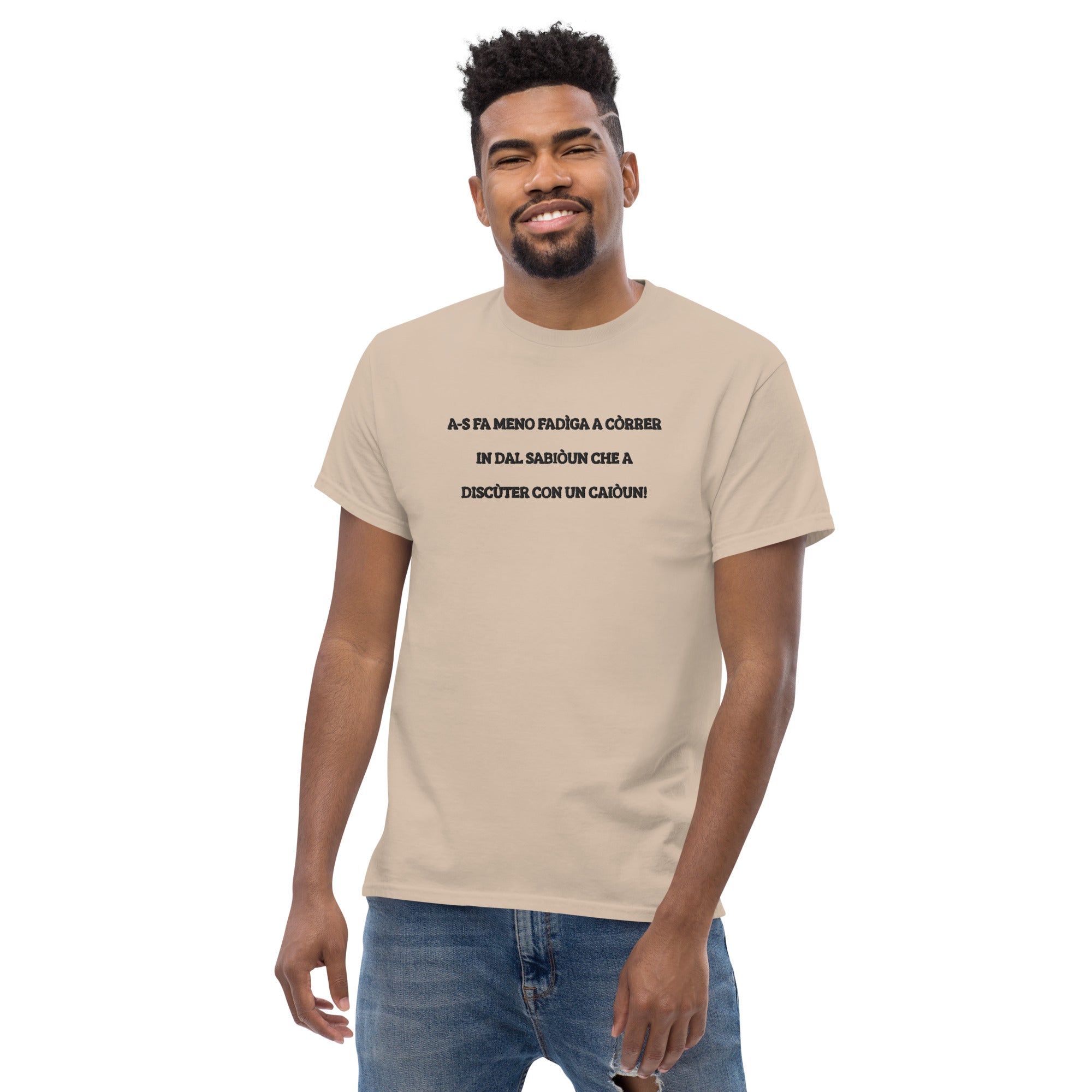 T-shirt Unisex Ricamata Discùter Con Un Caiòun!