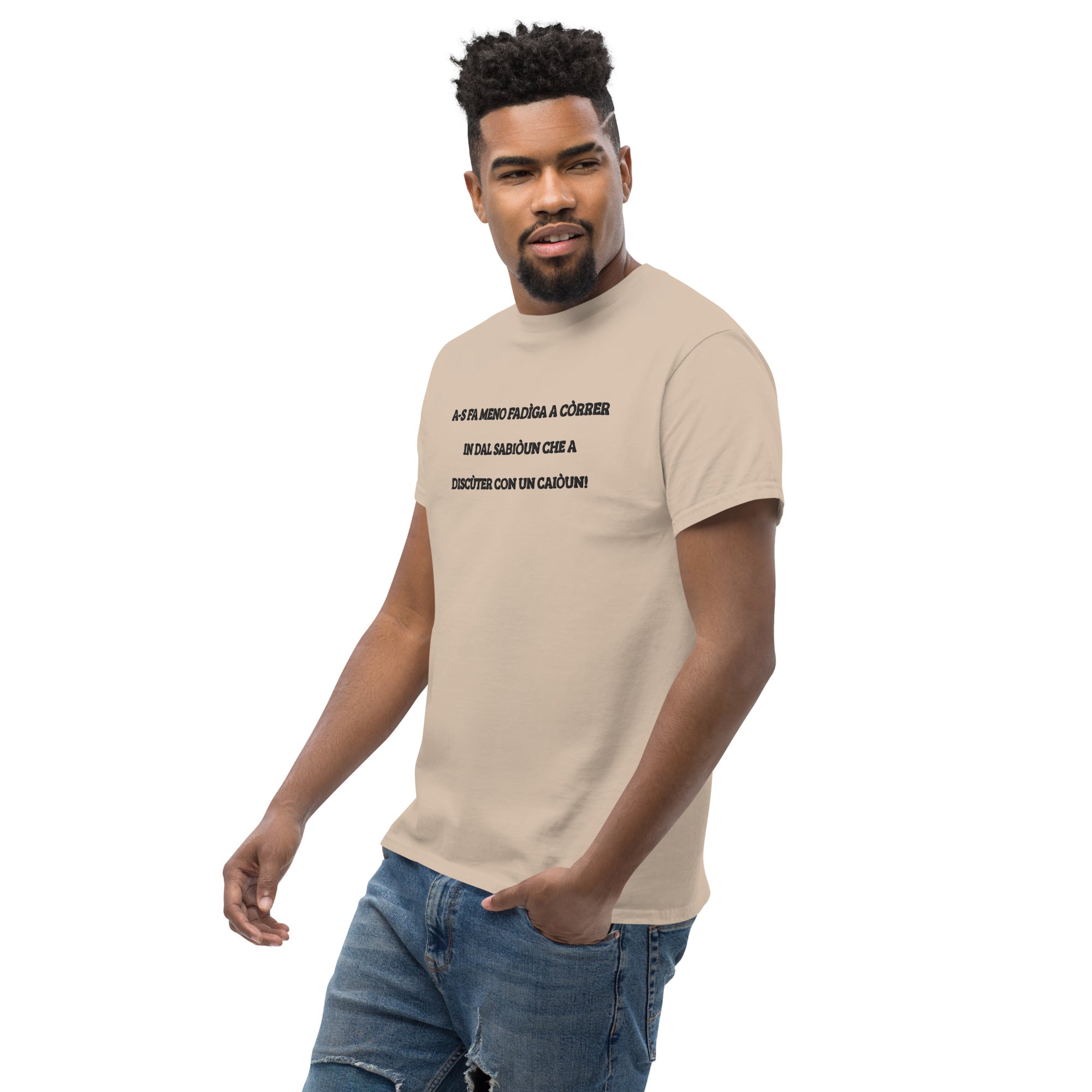 T-shirt Unisex Ricamata Discùter Con Un Caiòun!