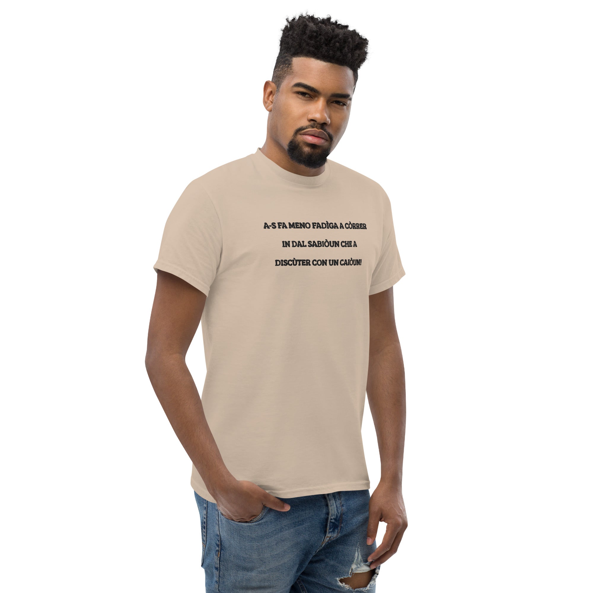 T-shirt Unisex Ricamata Discùter Con Un Caiòun!