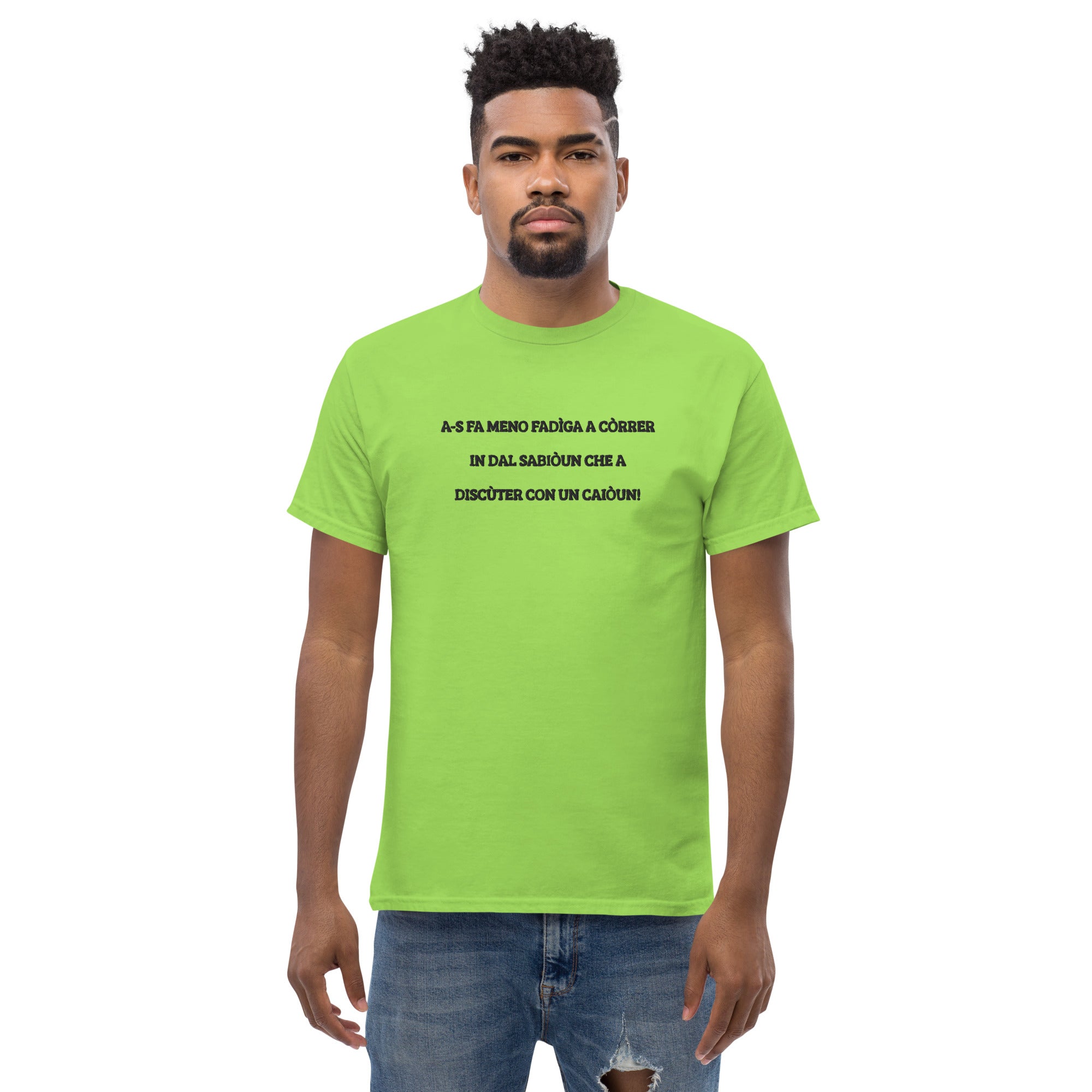 T-shirt Unisex Ricamata Discùter Con Un Caiòun!