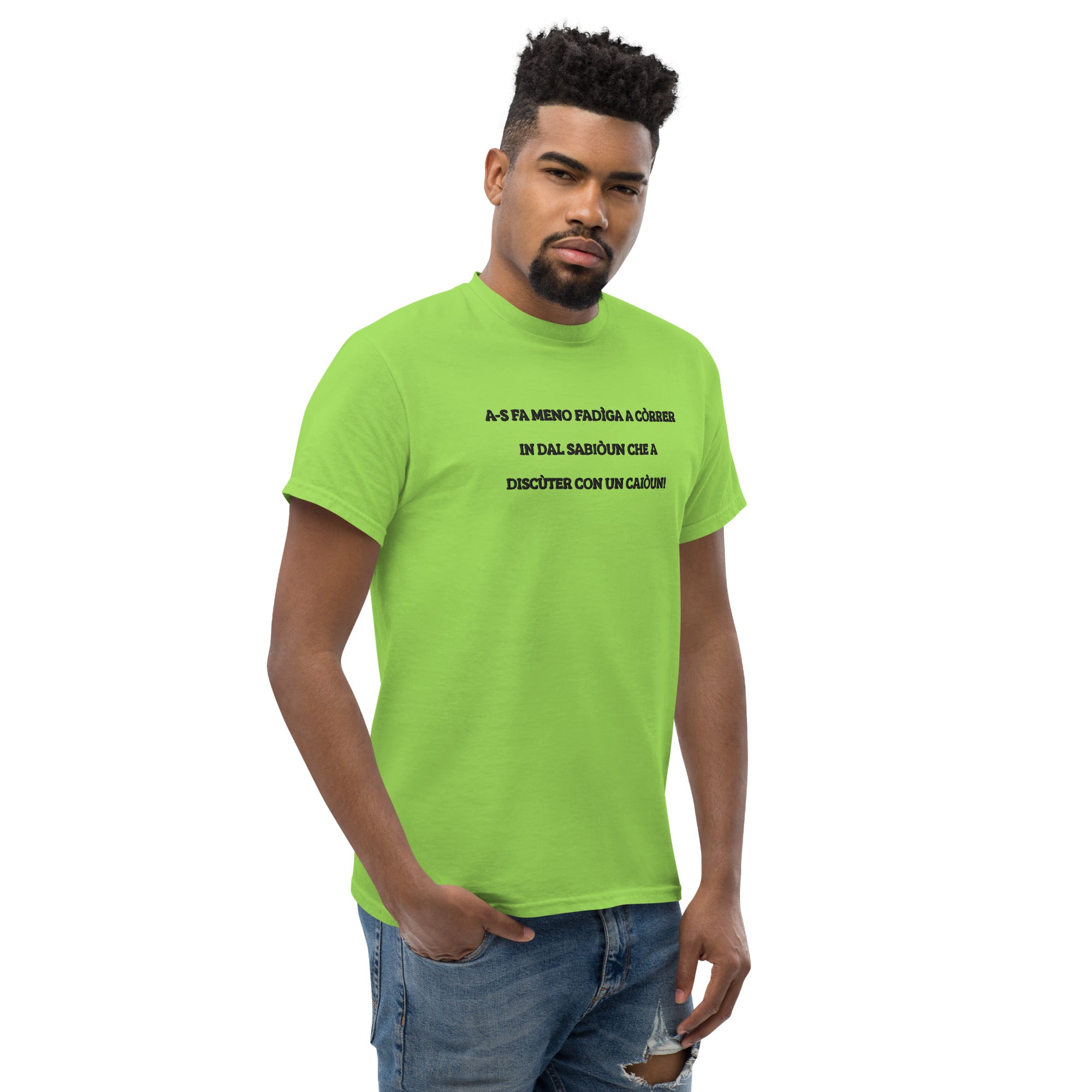 T-shirt Unisex Ricamata Discùter Con Un Caiòun!
