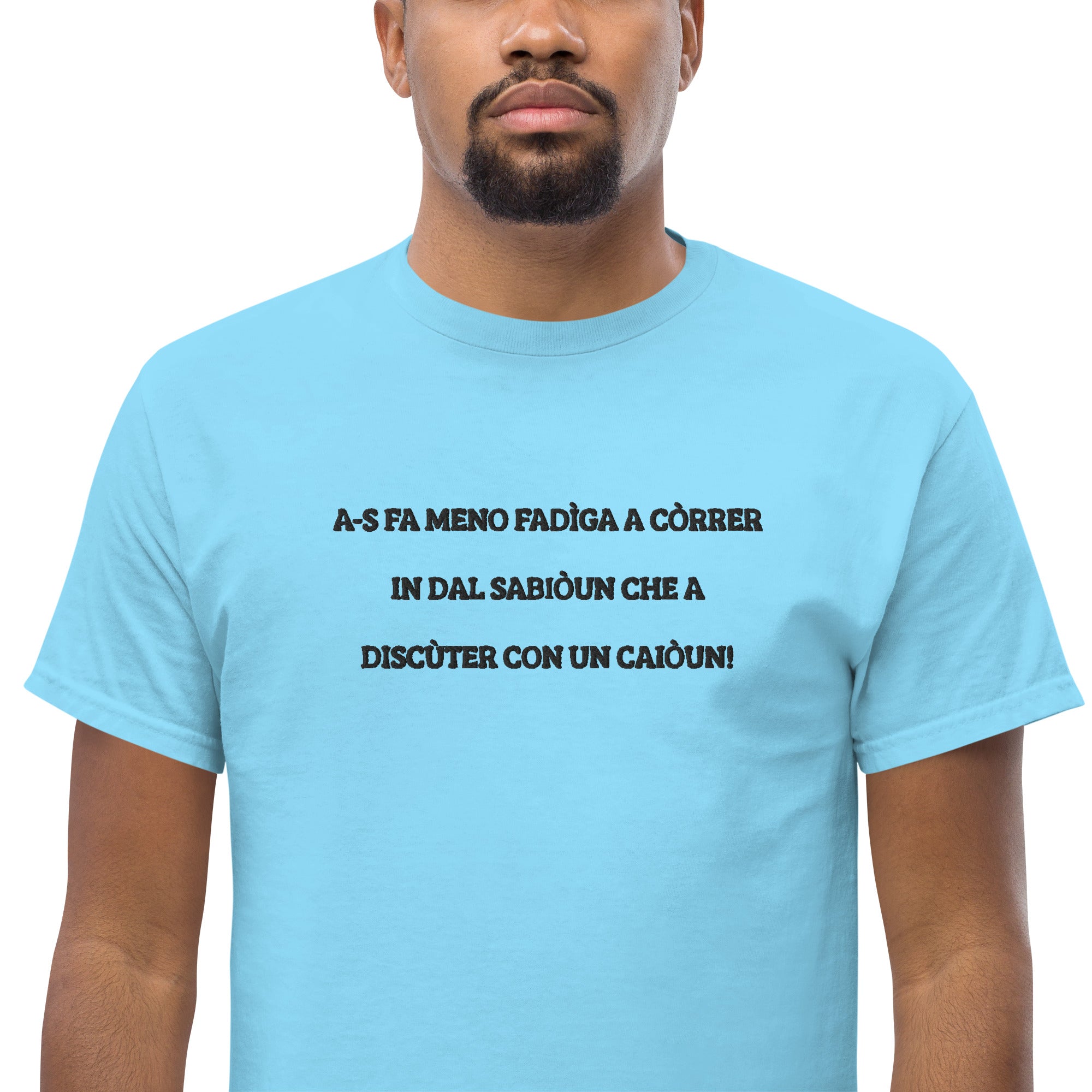 T-shirt Unisex Ricamata Discùter Con Un Caiòun!
