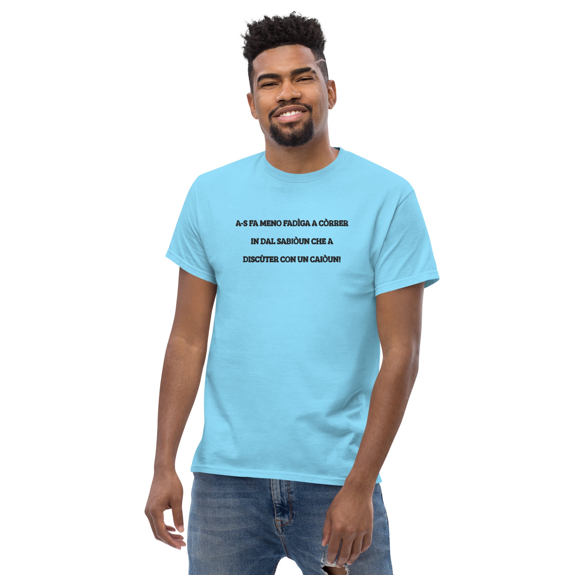 T-shirt Unisex Ricamata Discùter Con Un Caiòun!