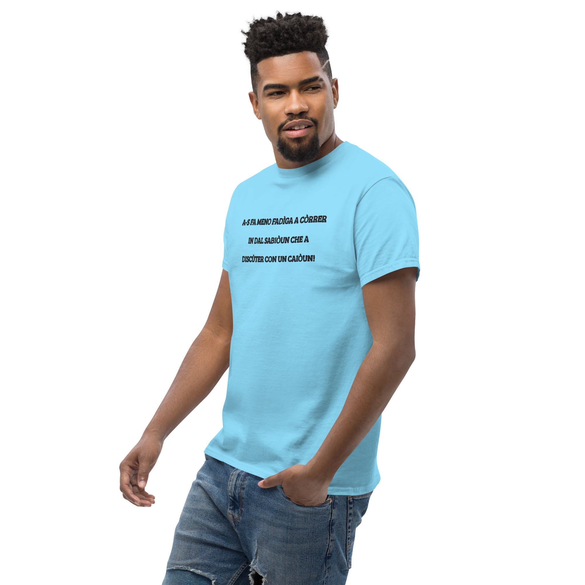 T-shirt Unisex Ricamata Discùter Con Un Caiòun!