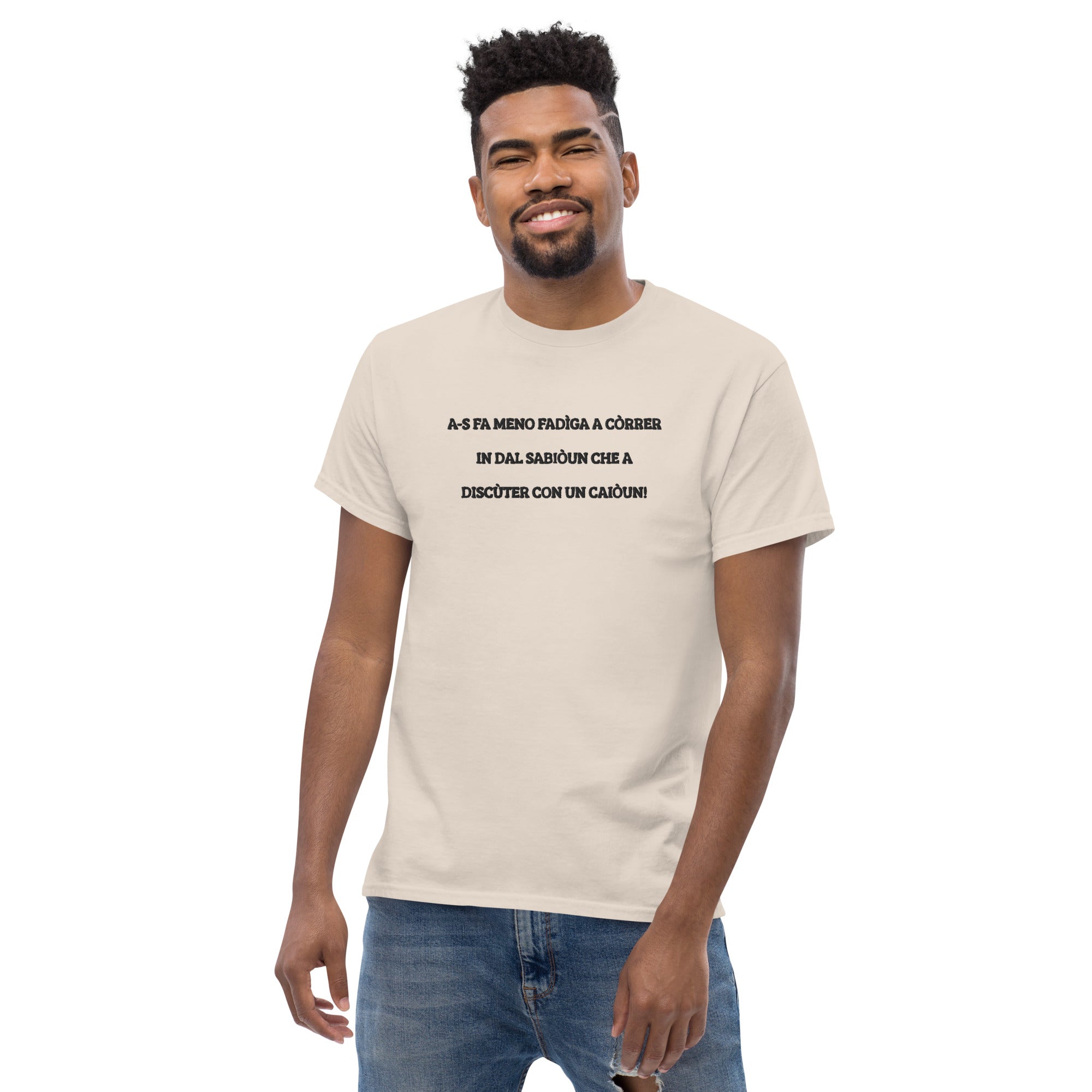 T-shirt Unisex Ricamata Discùter Con Un Caiòun!