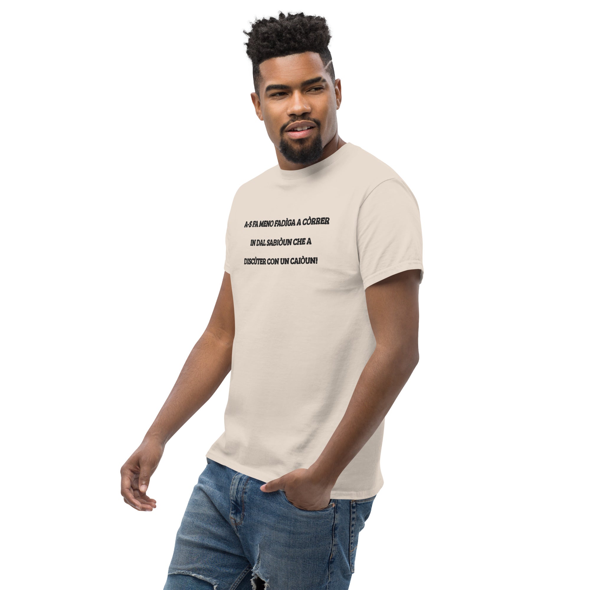 T-shirt Unisex Ricamata Discùter Con Un Caiòun!