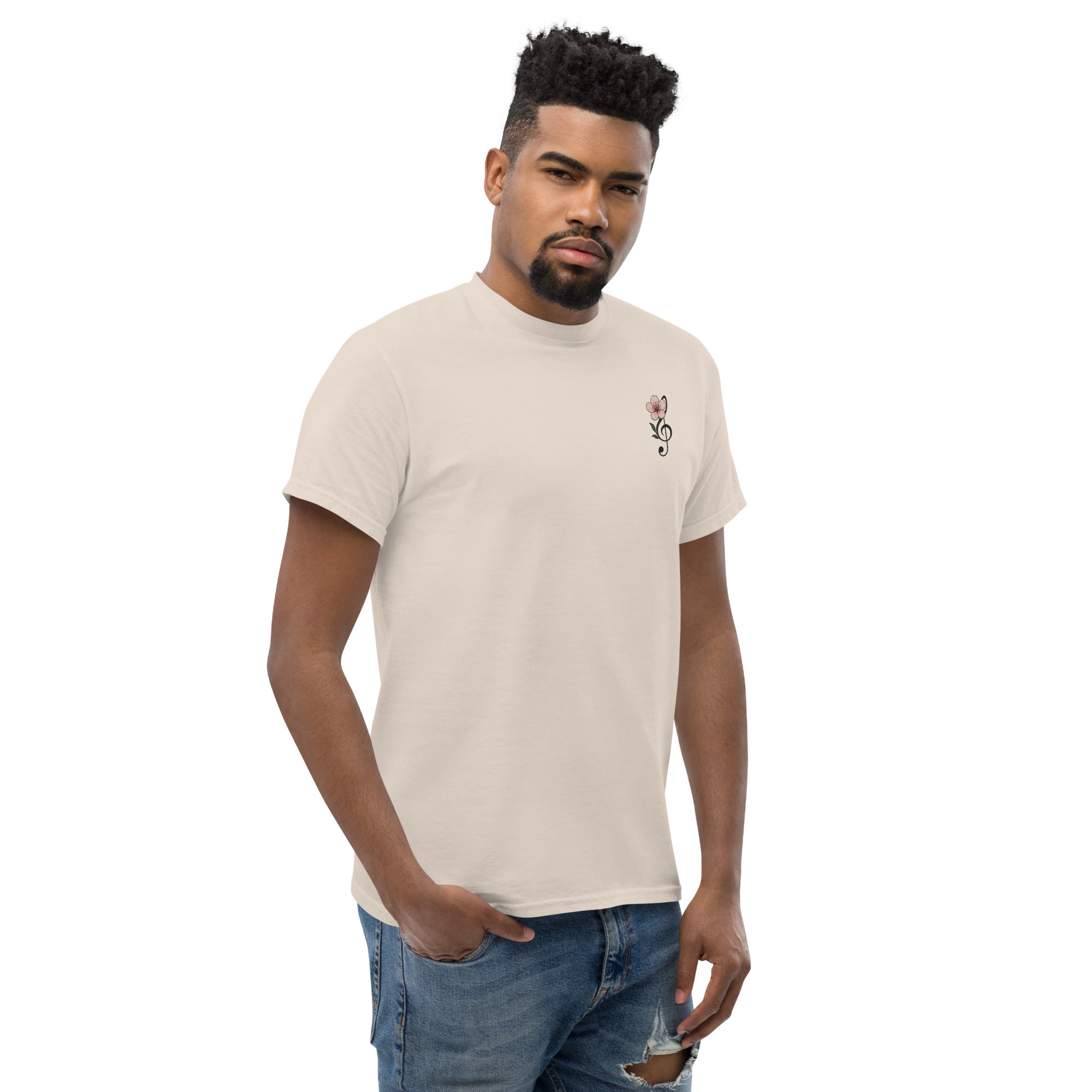 T-shirt Ricamata Unisex – 100% Cotone – Stile Streetwear e Confortevole – Fiore di Ciliegio