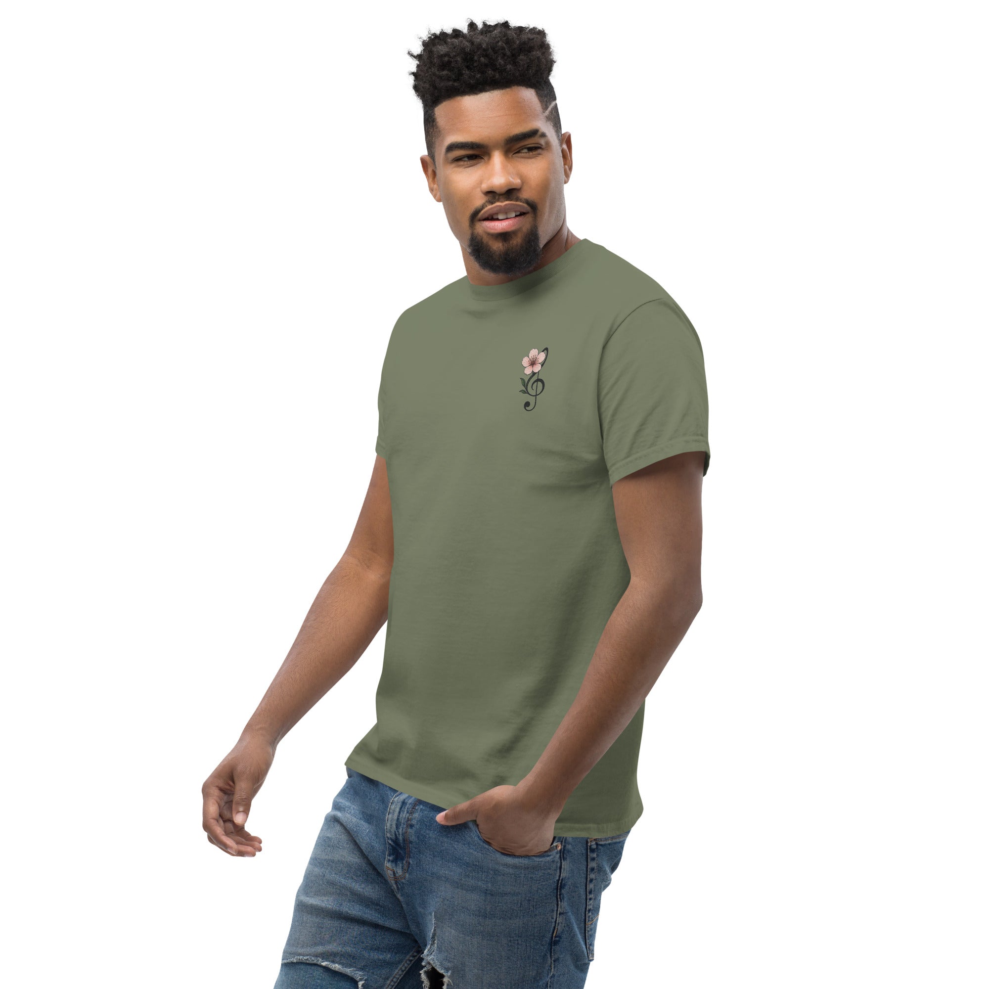 T-shirt Ricamata Unisex – 100% Cotone – Stile Streetwear e Confortevole – Fiore di Ciliegio