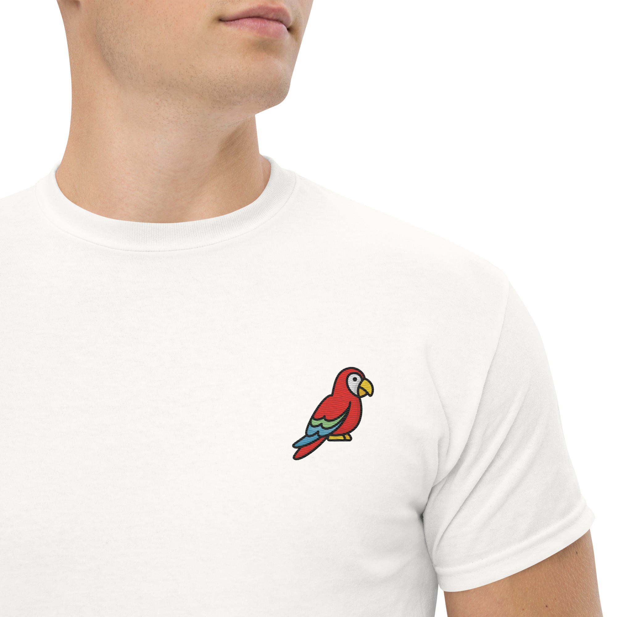 T-shirt Ricamata Unisex – 100% Cotone – Stile Streetwear e Confortevole – Pappagallo
