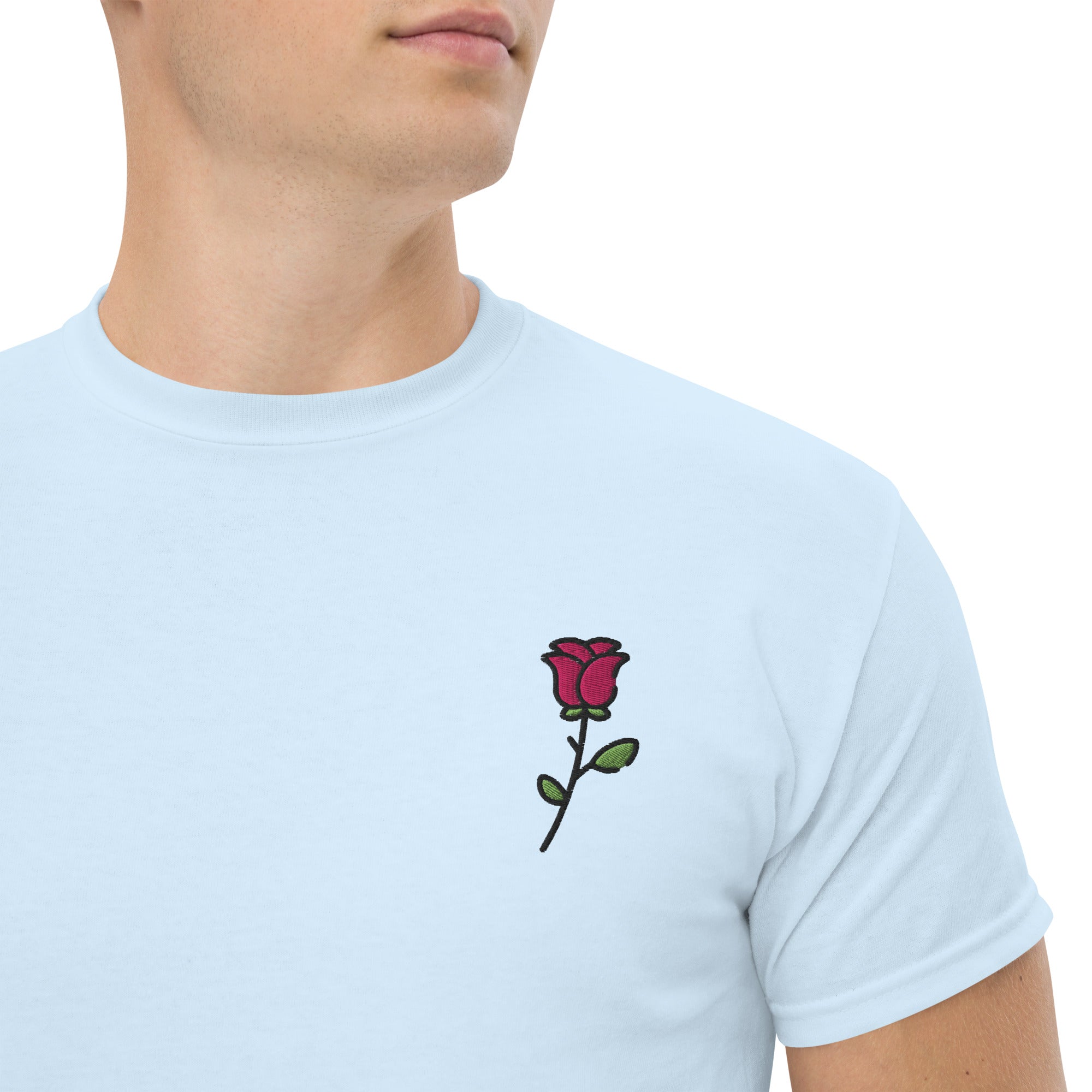 T-shirt Ricamata Unisex – 100% Cotone – Stile Streetwear e Confortevole – Rosa con Gambo