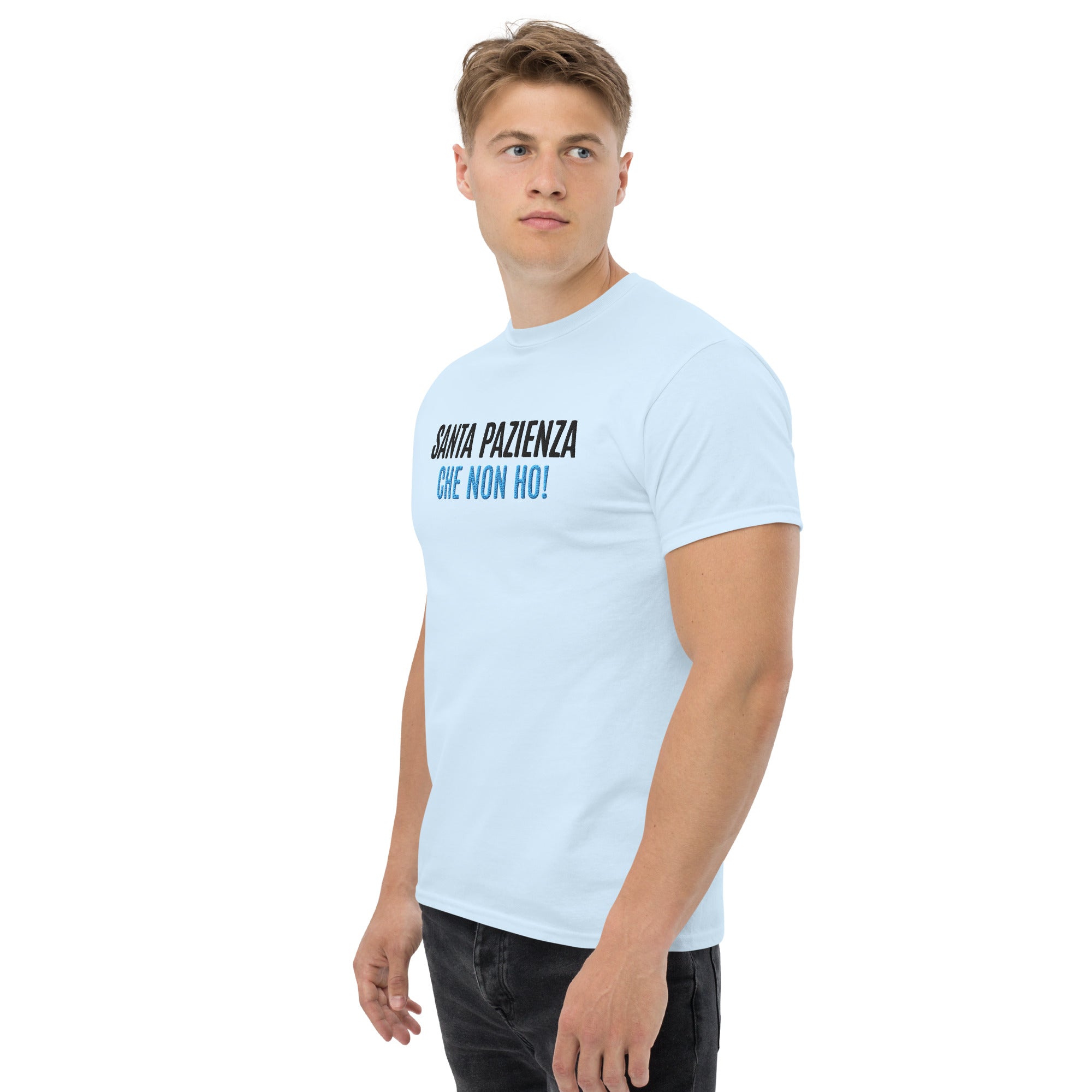 T-shirt Ricamata Unisex – 100% Cotone – Stile Streetwear e Confortevole – Santa Pazienza Che non ho!