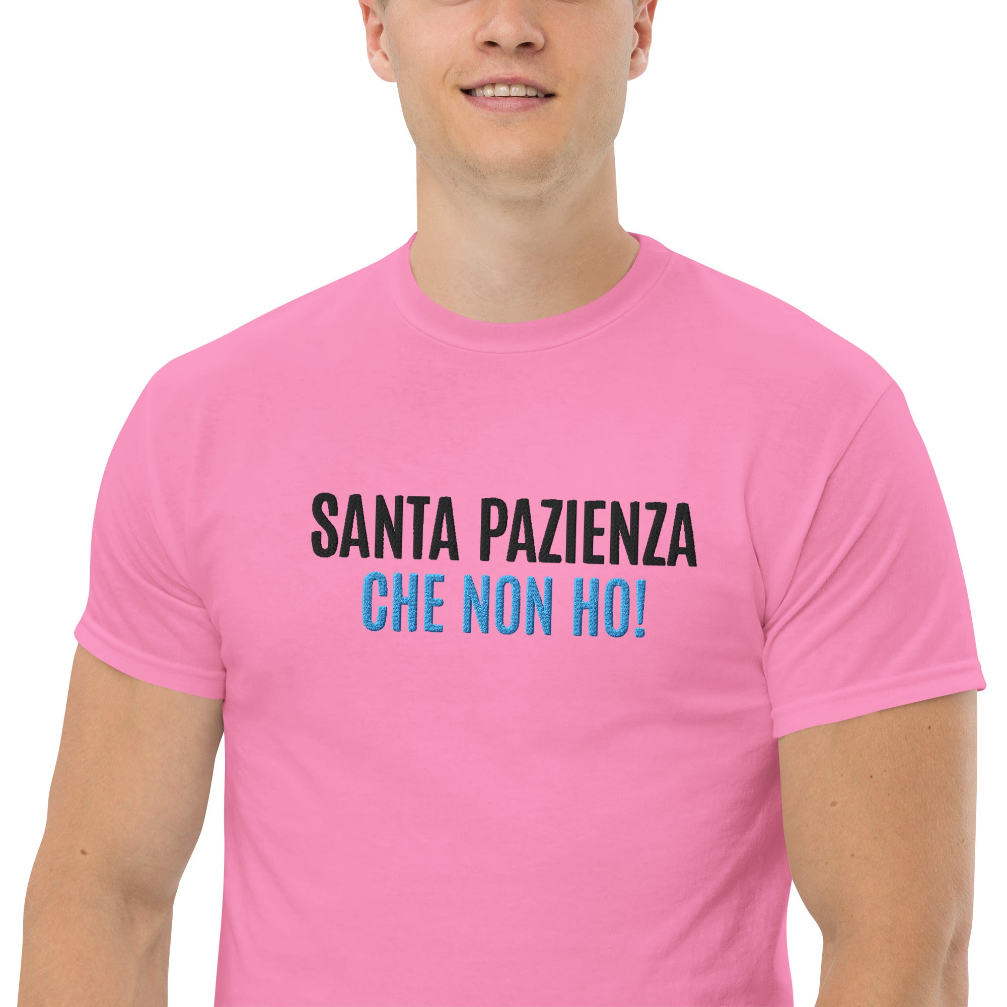 T-shirt Ricamata Unisex – 100% Cotone – Stile Streetwear e Confortevole – Santa Pazienza Che non ho!