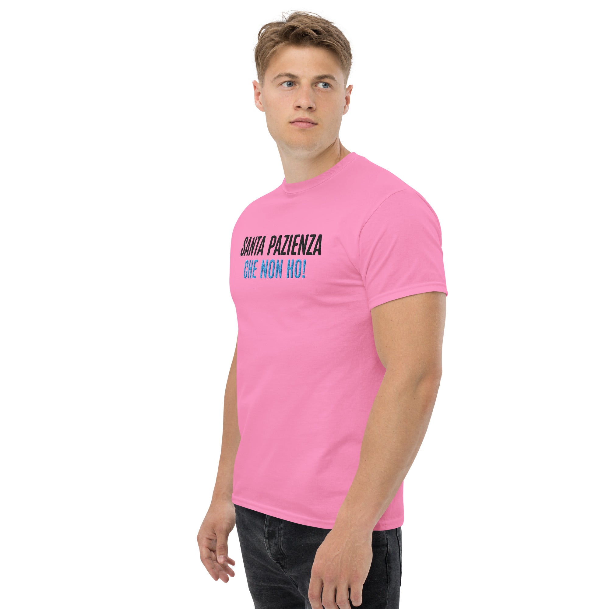 T-shirt Ricamata Unisex – 100% Cotone – Stile Streetwear e Confortevole – Santa Pazienza Che non ho!