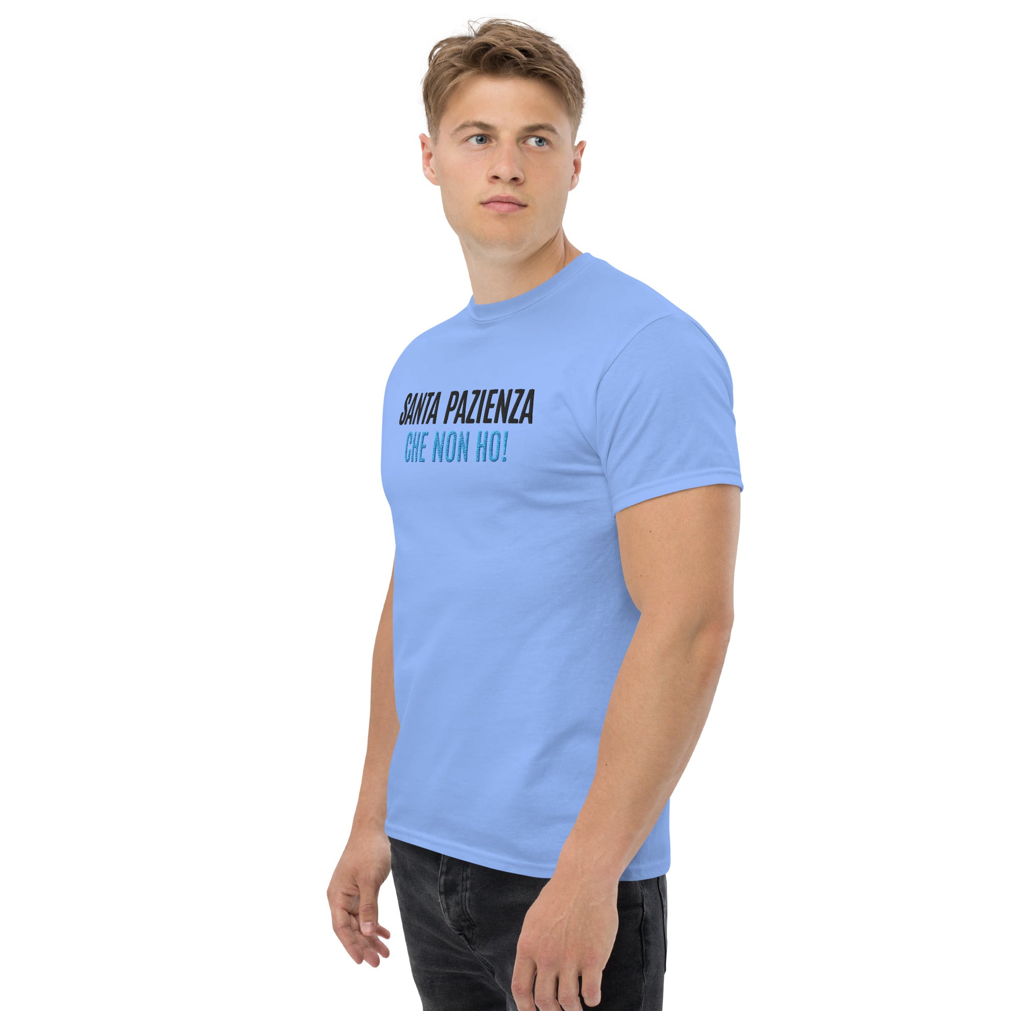 T-shirt Ricamata Unisex – 100% Cotone – Stile Streetwear e Confortevole – Santa Pazienza Che non ho!