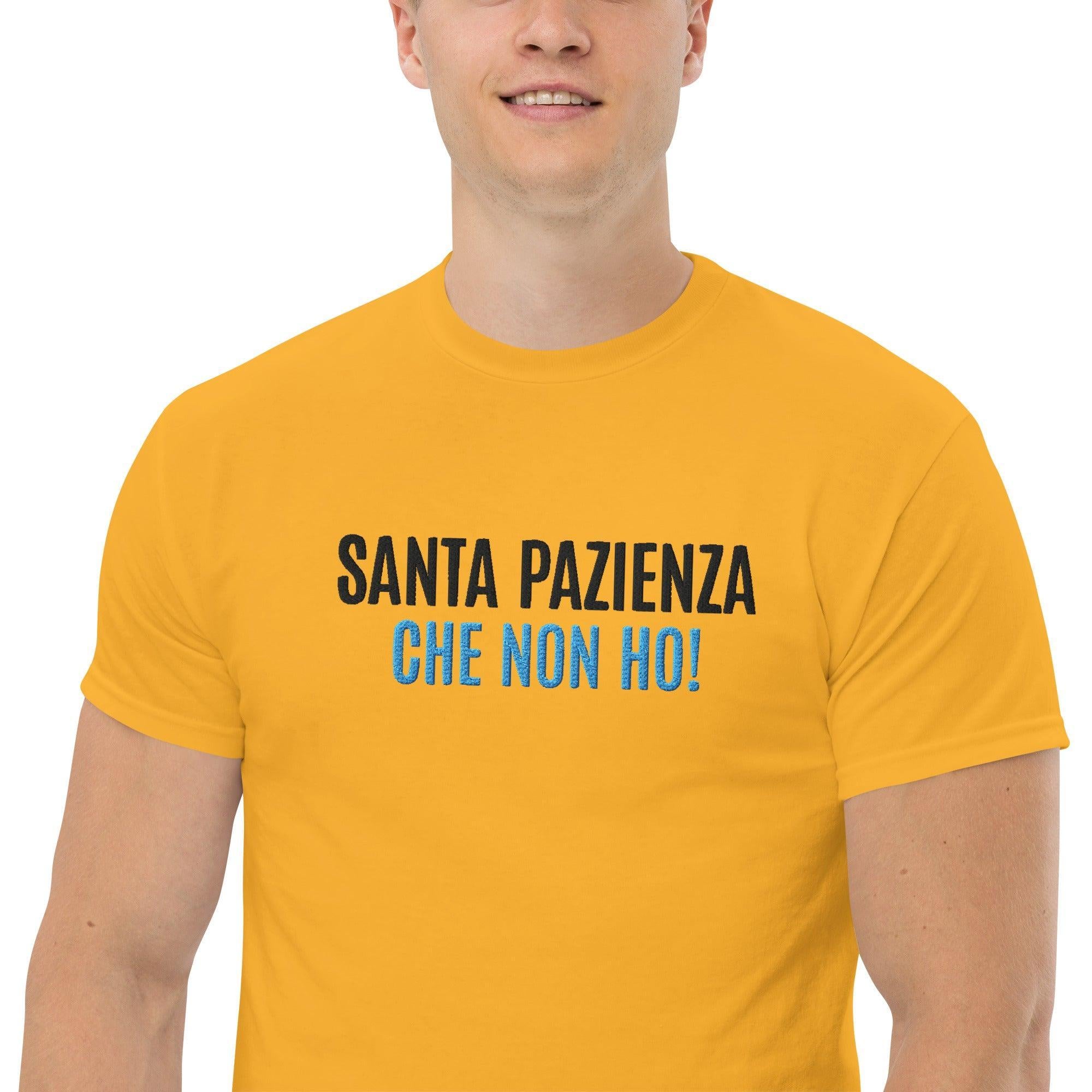 T-shirt Ricamata Unisex – 100% Cotone – Stile Streetwear e Confortevole – Santa Pazienza Che non ho!