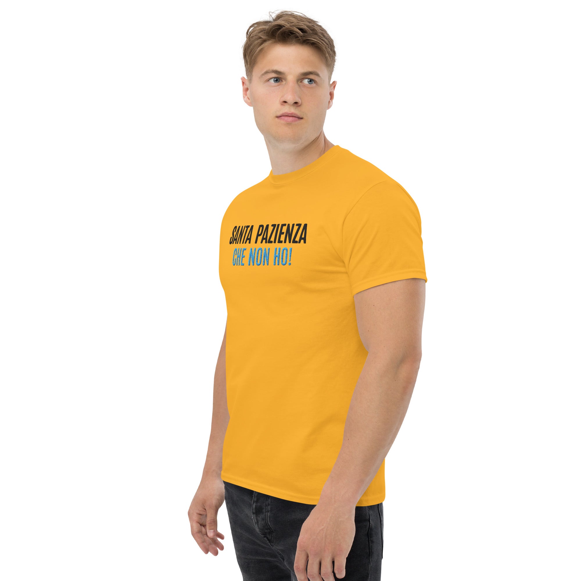 T-shirt Ricamata Unisex – 100% Cotone – Stile Streetwear e Confortevole – Santa Pazienza Che non ho!