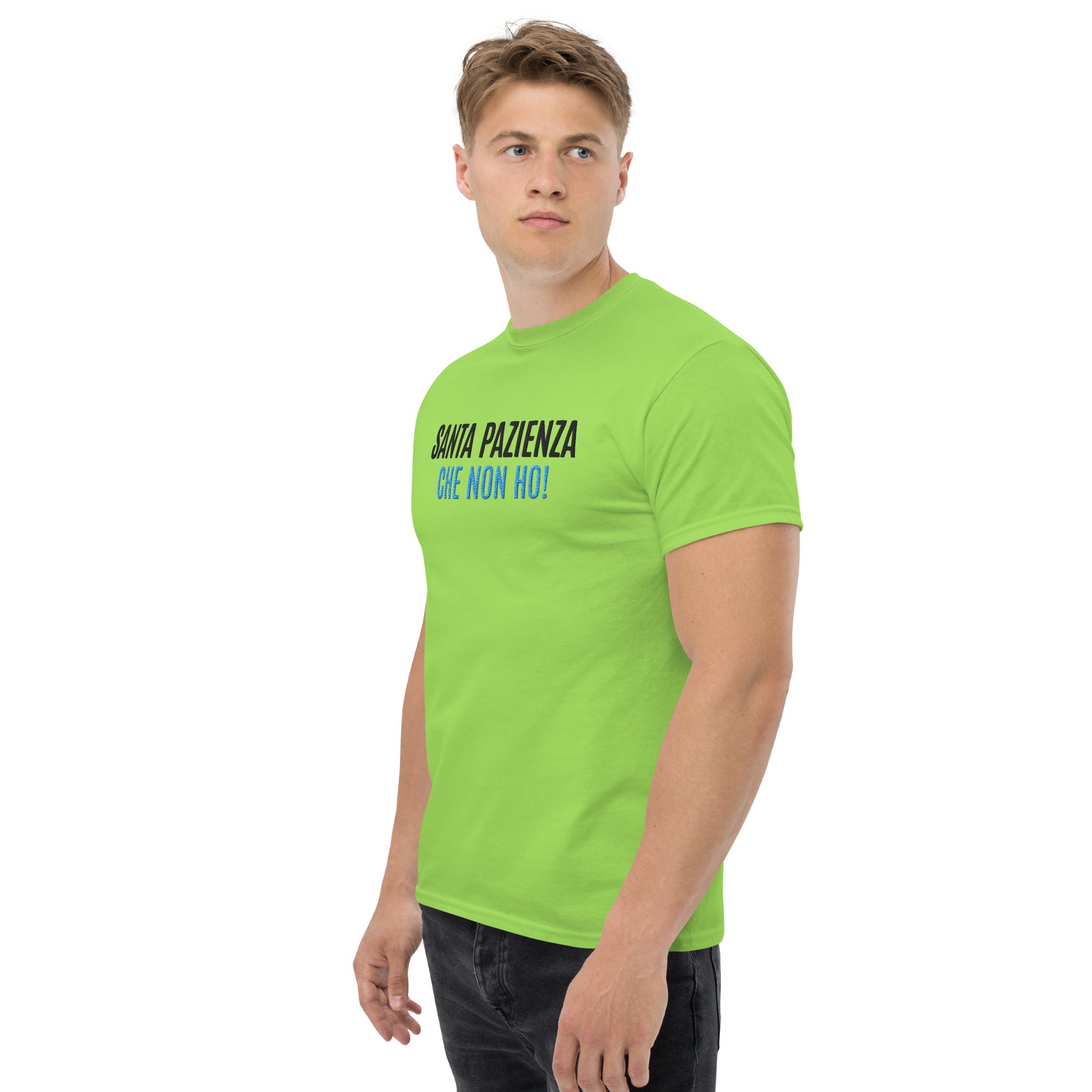 T-shirt Ricamata Unisex – 100% Cotone – Stile Streetwear e Confortevole – Santa Pazienza Che non ho!
