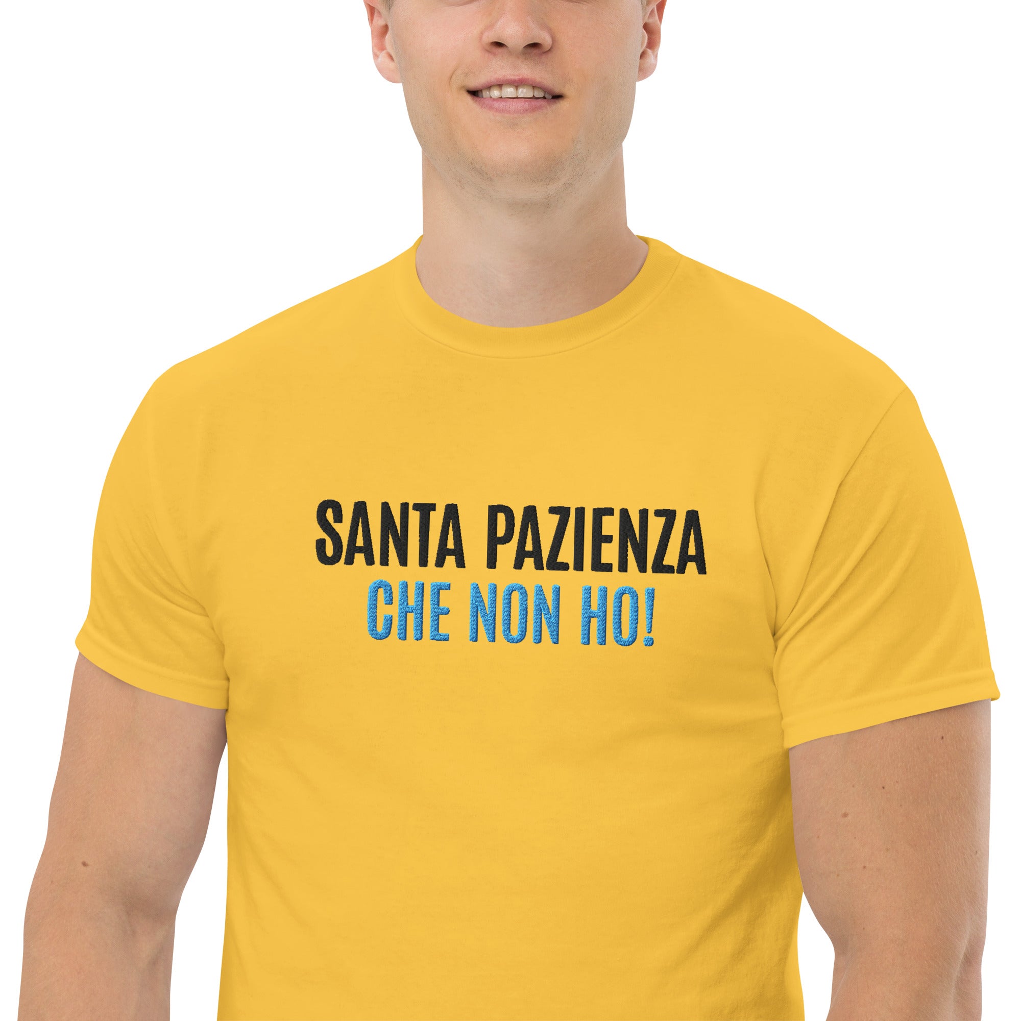 T-shirt Ricamata Unisex – 100% Cotone – Stile Streetwear e Confortevole – Santa Pazienza Che non ho!