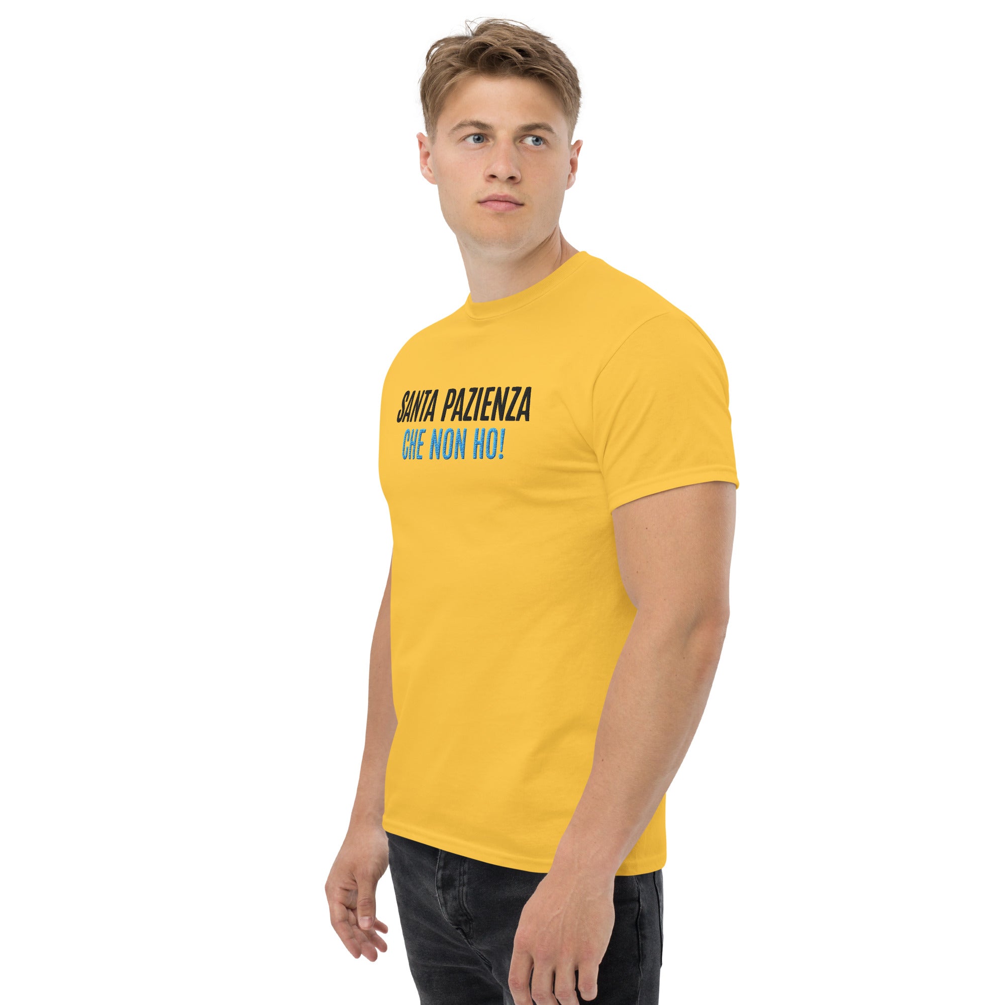 T-shirt Ricamata Unisex – 100% Cotone – Stile Streetwear e Confortevole – Santa Pazienza Che non ho!