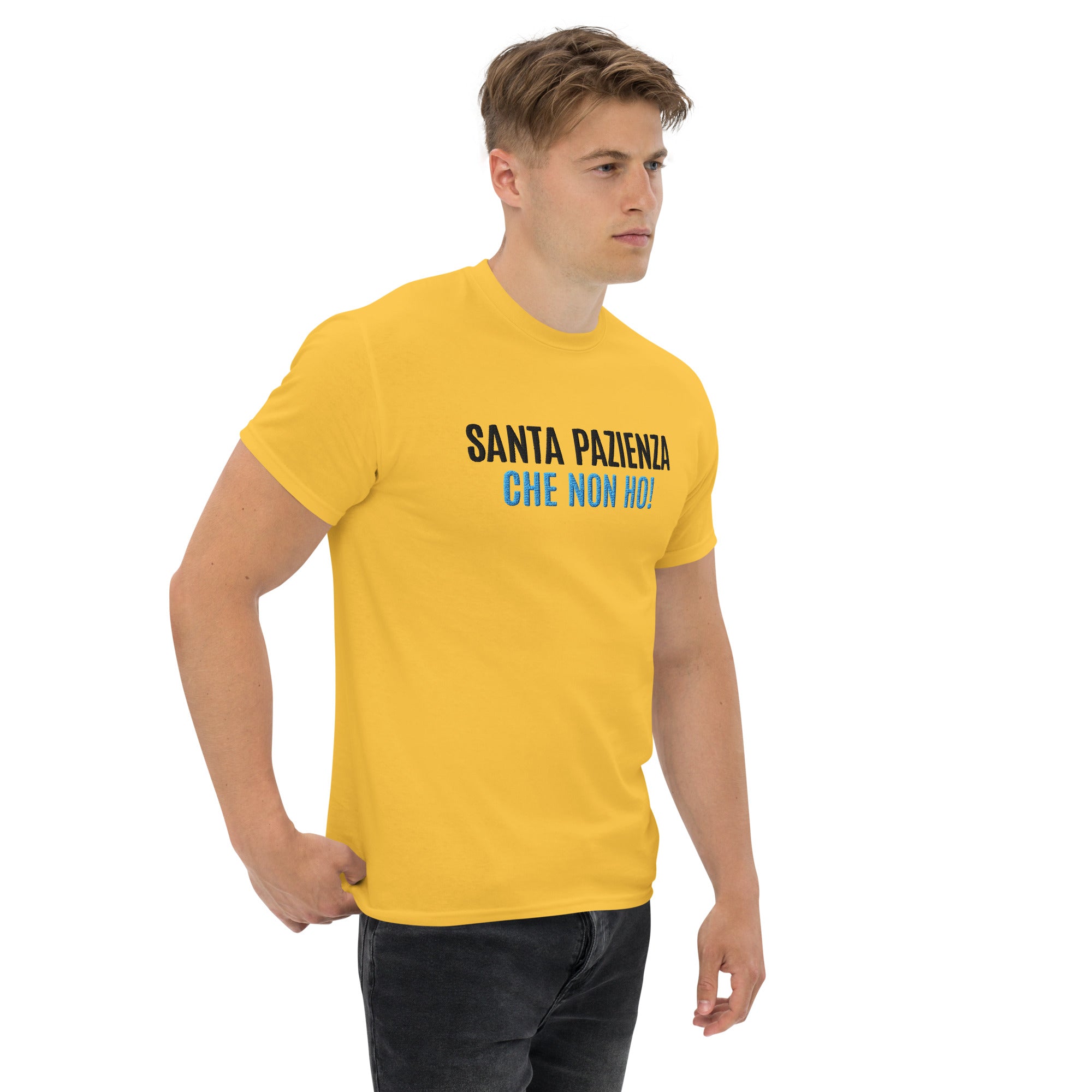 T-shirt Ricamata Unisex – 100% Cotone – Stile Streetwear e Confortevole – Santa Pazienza Che non ho!