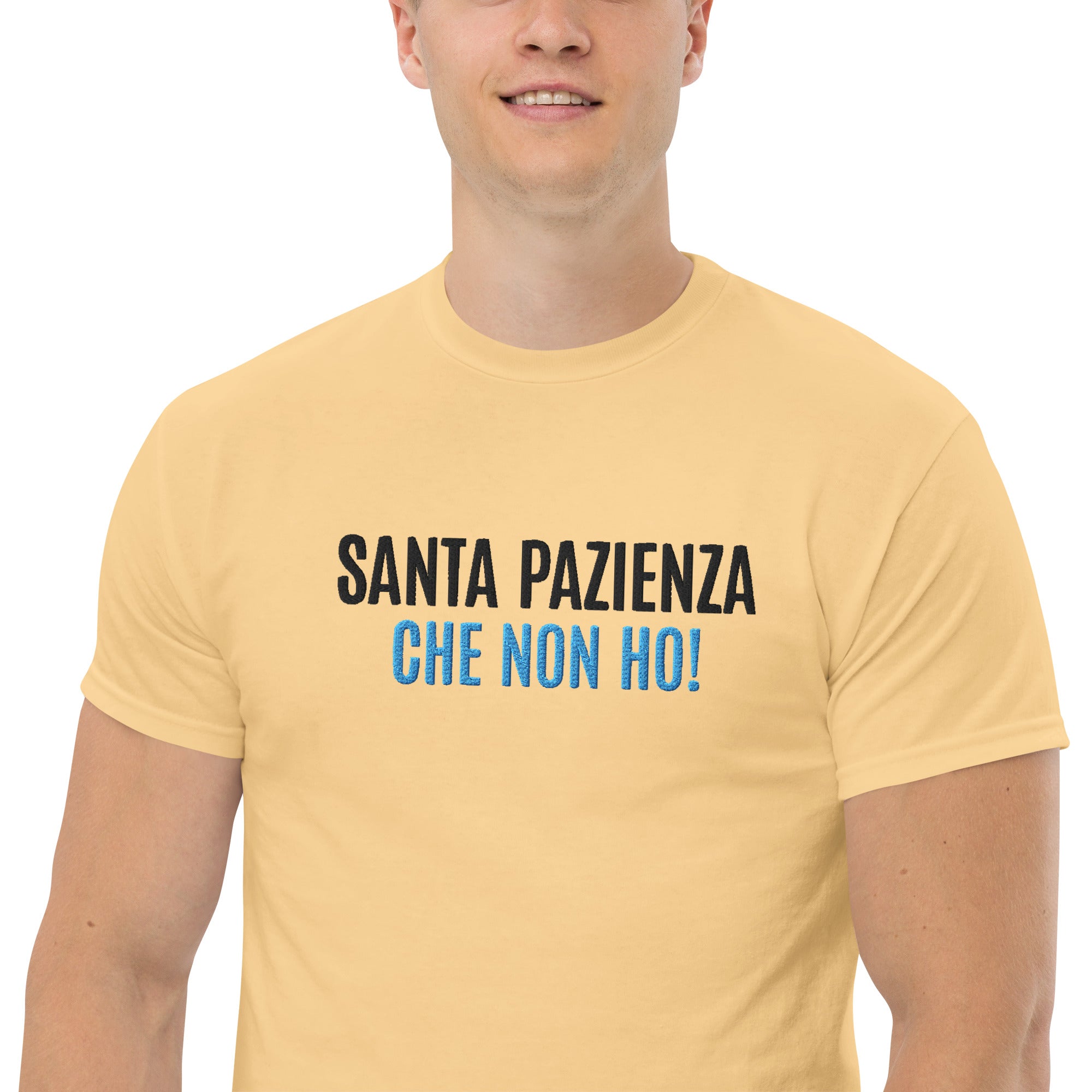 T-shirt Ricamata Unisex – 100% Cotone – Stile Streetwear e Confortevole – Santa Pazienza Che non ho!