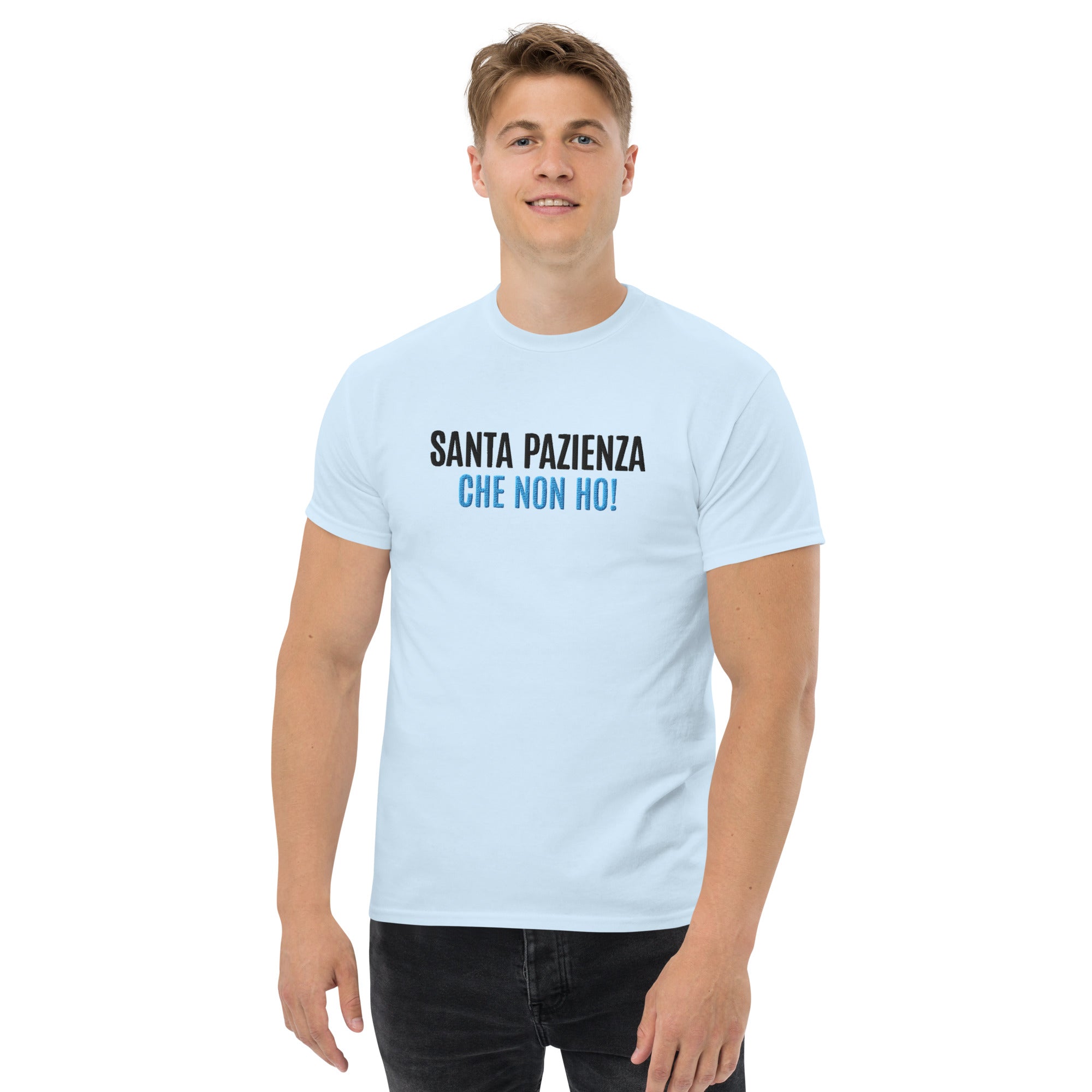 T-shirt Ricamata Unisex – 100% Cotone – Stile Streetwear e Confortevole – Santa Pazienza Che non ho!