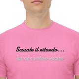 T-shirt Ricamata Unisex – 100% Cotone – Stile Streetwear e Confortevole – Scusate il ritardo ma non volevo venire