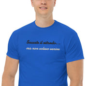 T-shirt Ricamata Unisex – 100% Cotone – Stile Streetwear e Confortevole – Scusate il ritardo ma non volevo venire-Biiply