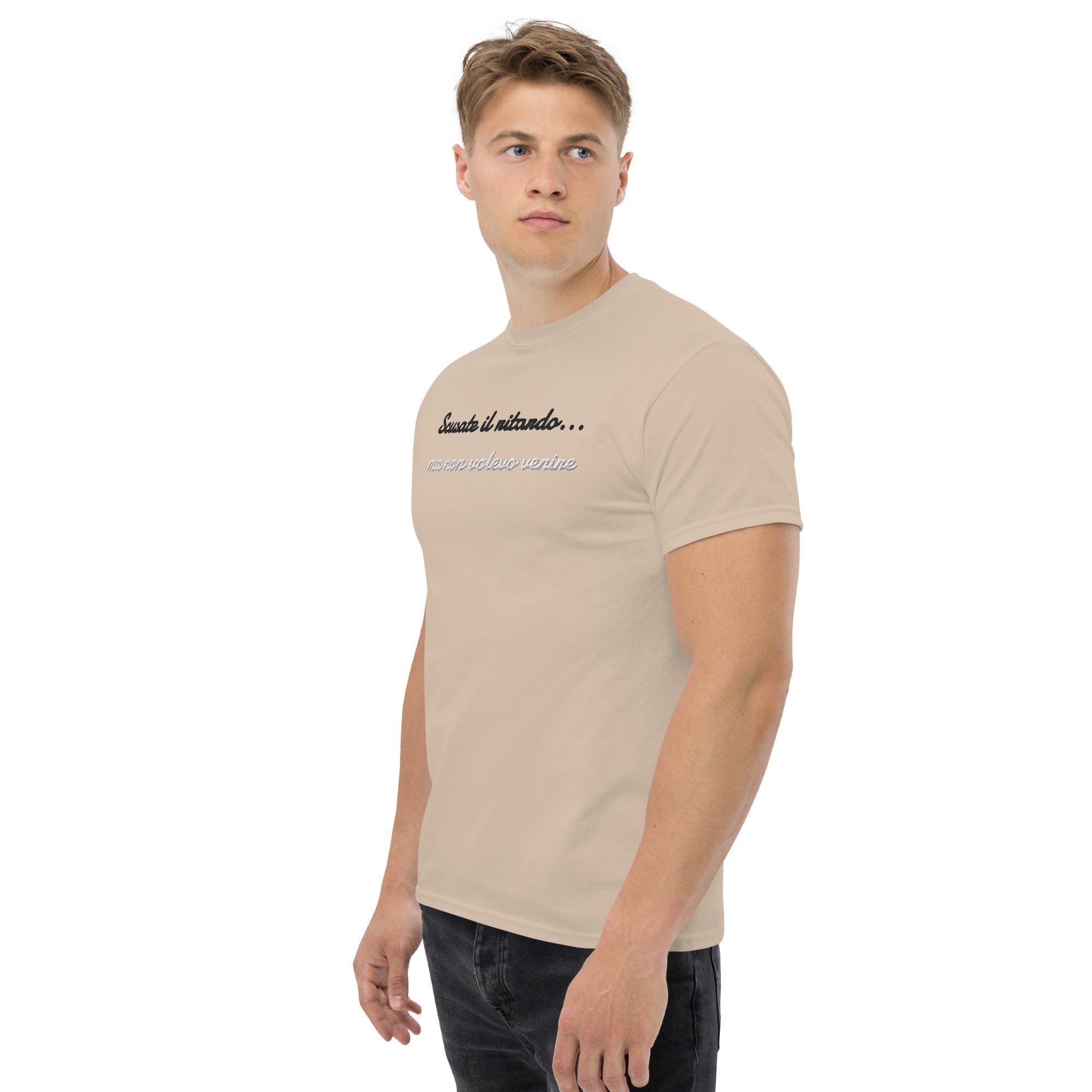 T-shirt Ricamata Unisex – 100% Cotone – Stile Streetwear e Confortevole – Scusate il ritardo ma non volevo venire-Biiply
