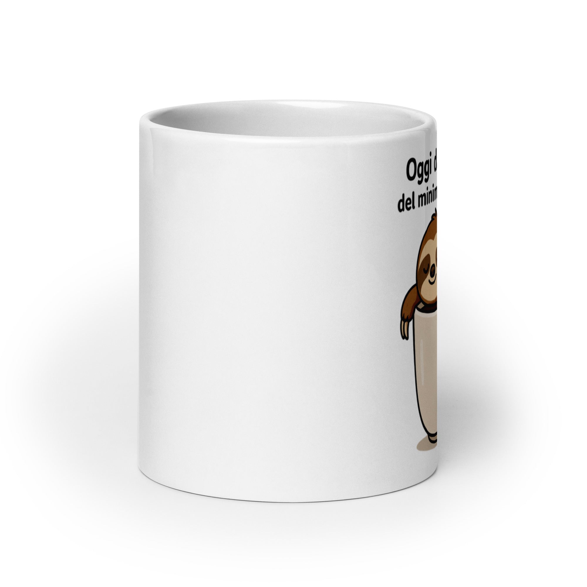 Tazza in Ceramica Stampata – Adatta a Microonde e Lavastoviglie – Idea Regalo - Design Bradipo darò il minimo indispensabile-Biiply