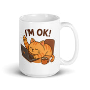 Tazza in Ceramica Stampata – Adatta a Microonde e Lavastoviglie – Idea Regalo - Design Cat I'm Ok!-Biiply