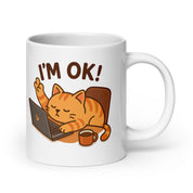 Tazza in Ceramica Stampata – Adatta a Microonde e Lavastoviglie – Idea Regalo - Design Cat I'm Ok!-Biiply
