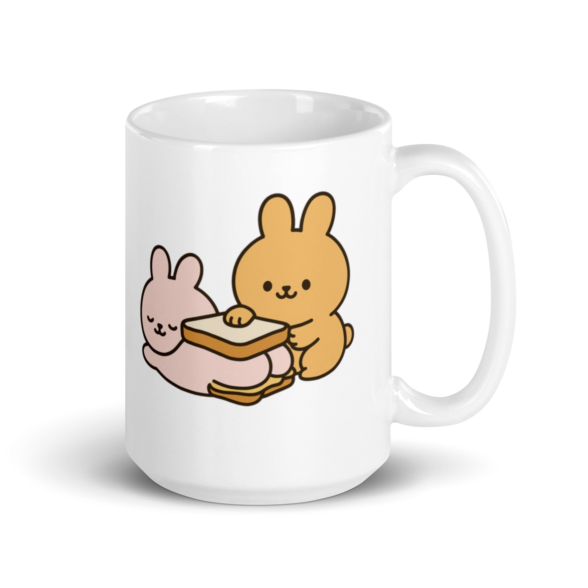 Tazza in Ceramica Stampata – Adatta a Microonde e Lavastoviglie – Idea Regalo - Design Conigli sandwich di sedere-Biiply