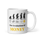 Taza de Cerámica Estampada – Apta para Microondas y Lavavajillas – Idea de Regalo - Diseño Evolution Of Money