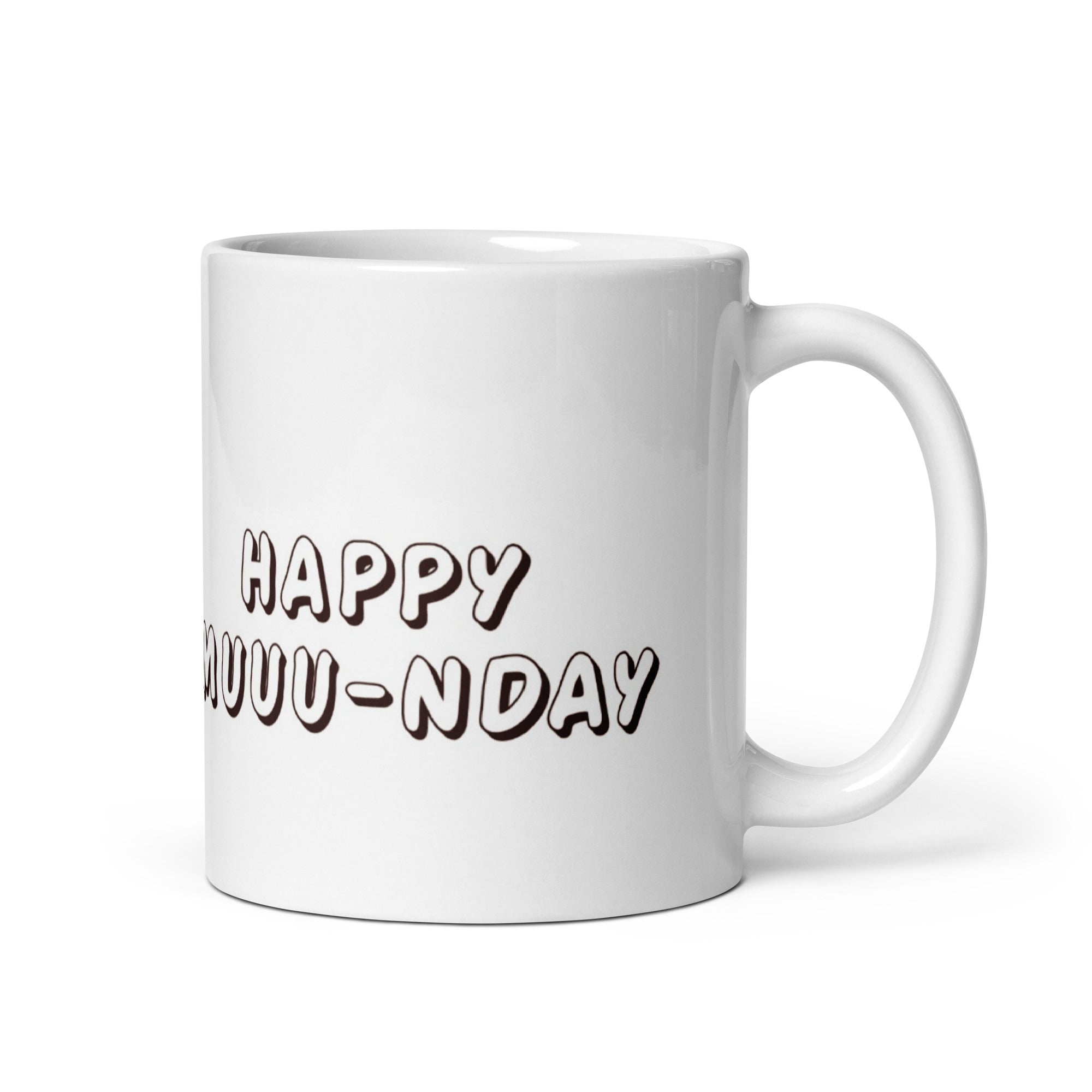 Tazza in Ceramica Stampata – Adatta a Microonde e Lavastoviglie – Idea Regalo - Design Happy Muuu-nday-Biiply