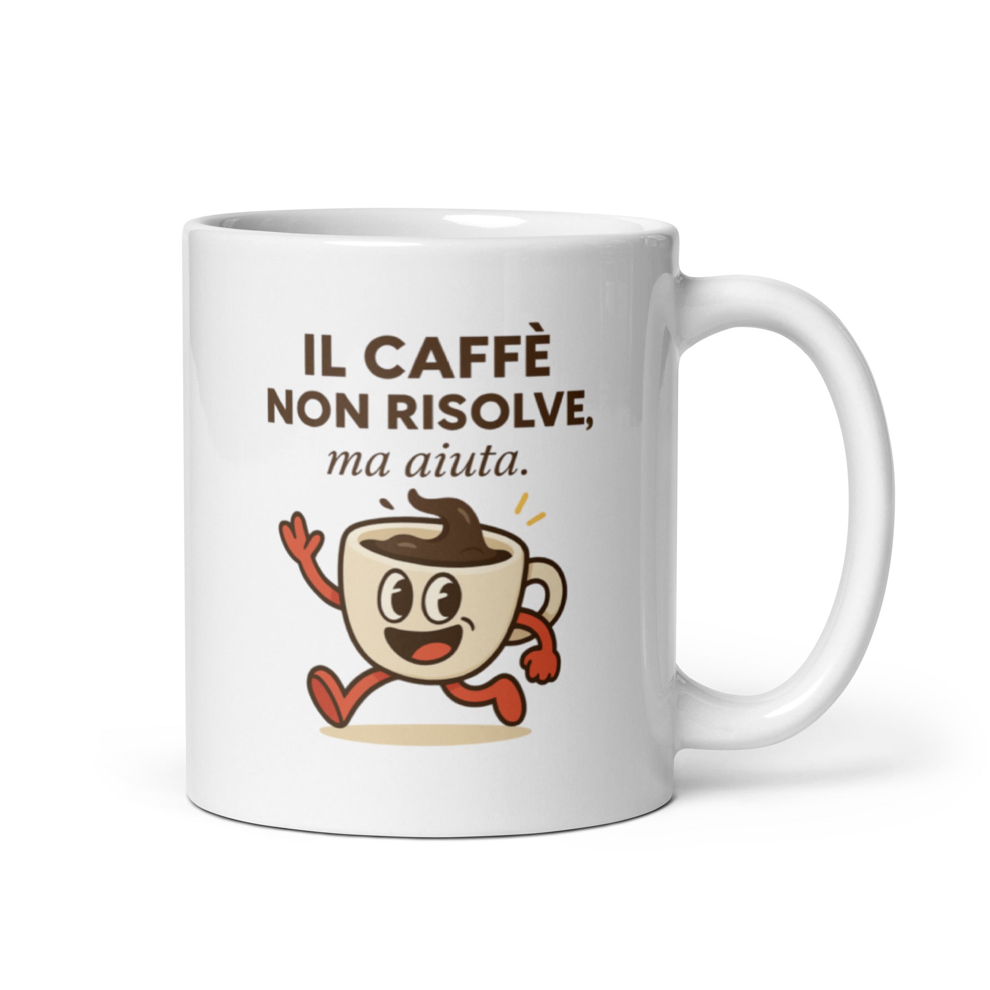 Tazza in Ceramica Stampata – Adatta a Microonde e Lavastoviglie – Idea Regalo - Design Il Caffè Non Risolve ma aiuta-Biiply