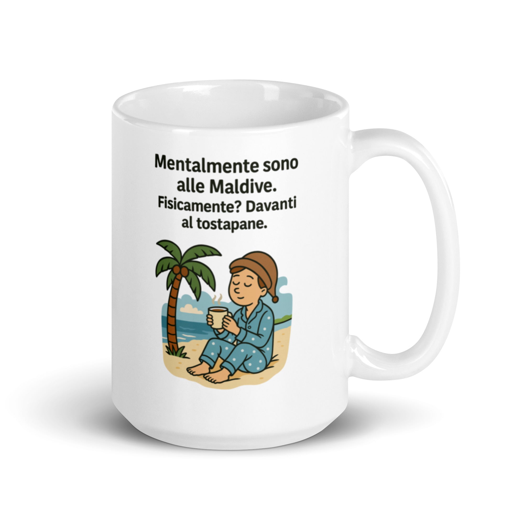 Tazza in Ceramica Stampata – Adatta a Microonde e Lavastoviglie – Idea Regalo - Design Mentalmente Sono Alle Maldive-Biiply
