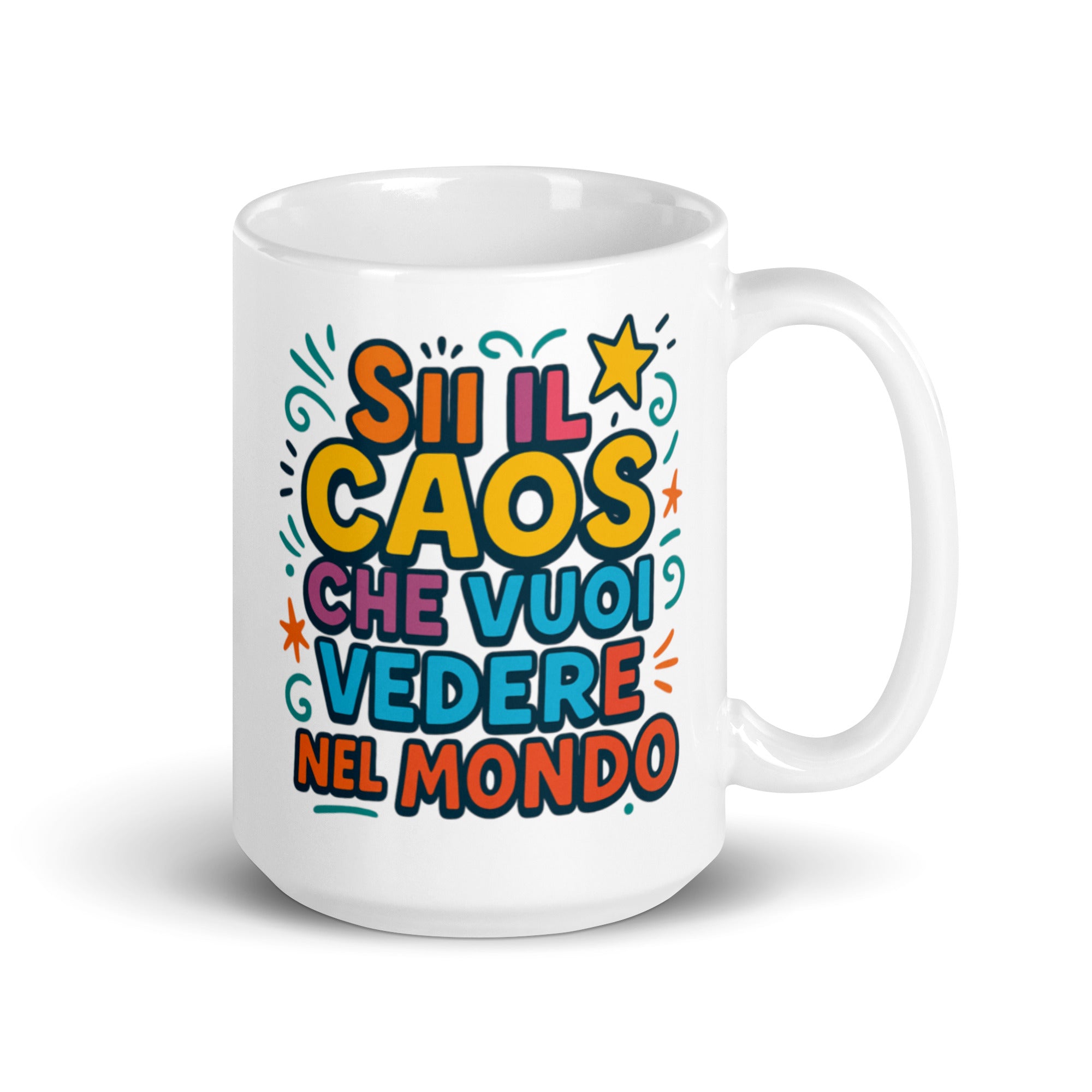 Tazza in Ceramica Stampata – Adatta a Microonde e Lavastoviglie – Idea Regalo - Design Sii Il Caos-Biiply