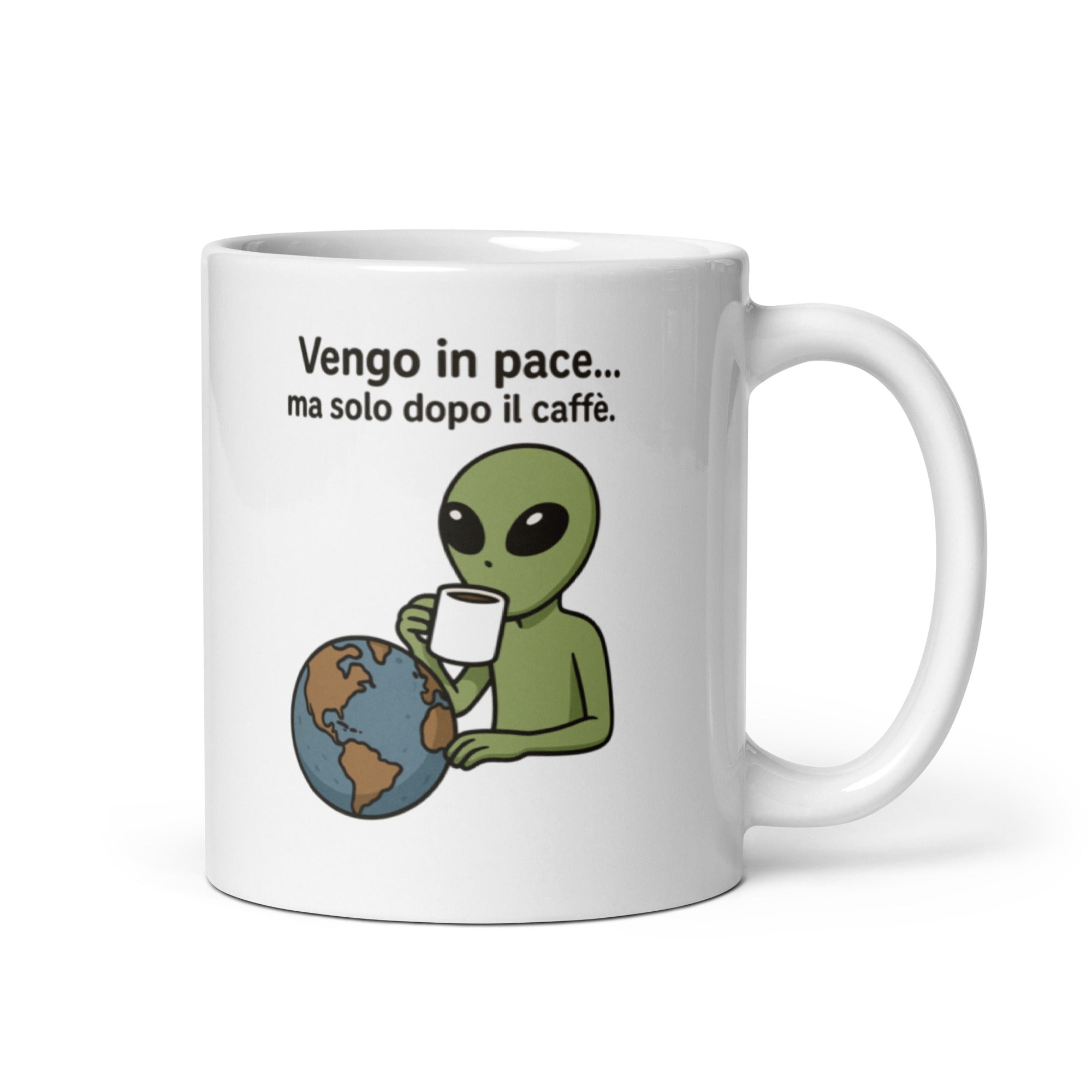Tazza in Ceramica Stampata – Adatta a Microonde e Lavastoviglie – Idea Regalo - Design Vengo in pace-Biiply