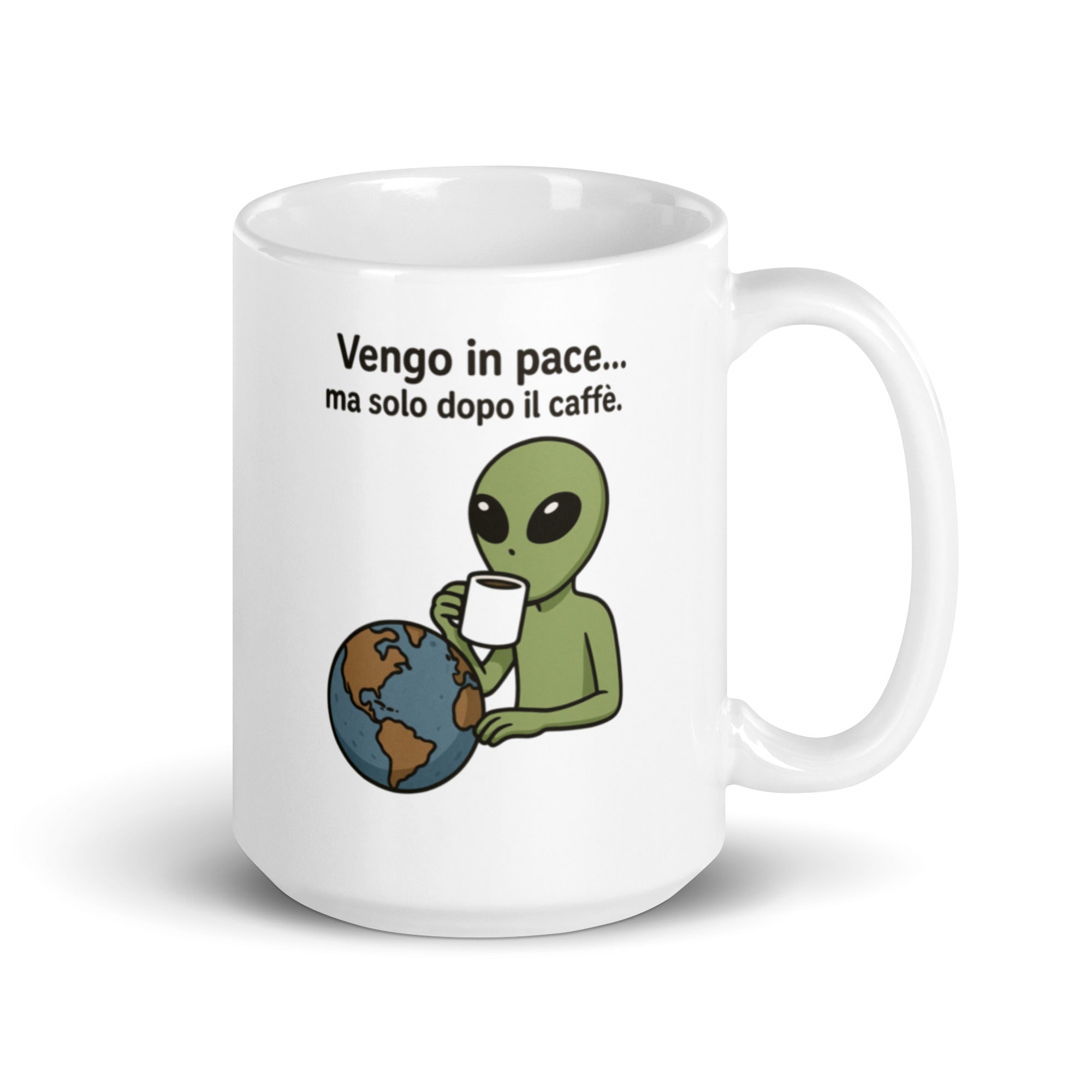 Tazza in Ceramica Stampata – Adatta a Microonde e Lavastoviglie – Idea Regalo - Design Vengo in pace-Biiply